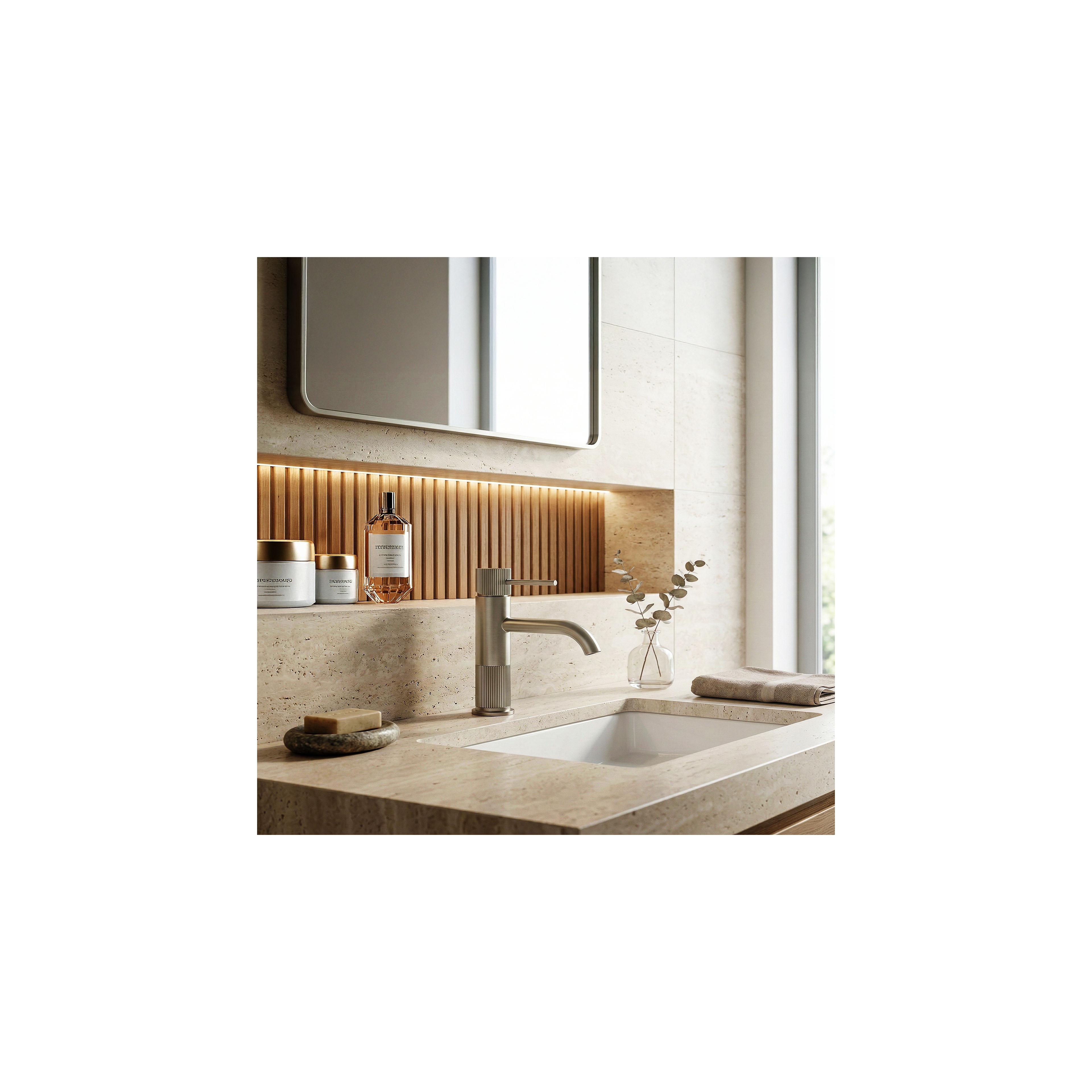 Waschbeckenarmatur Rea Lungo Stripe Brush Nickel Low