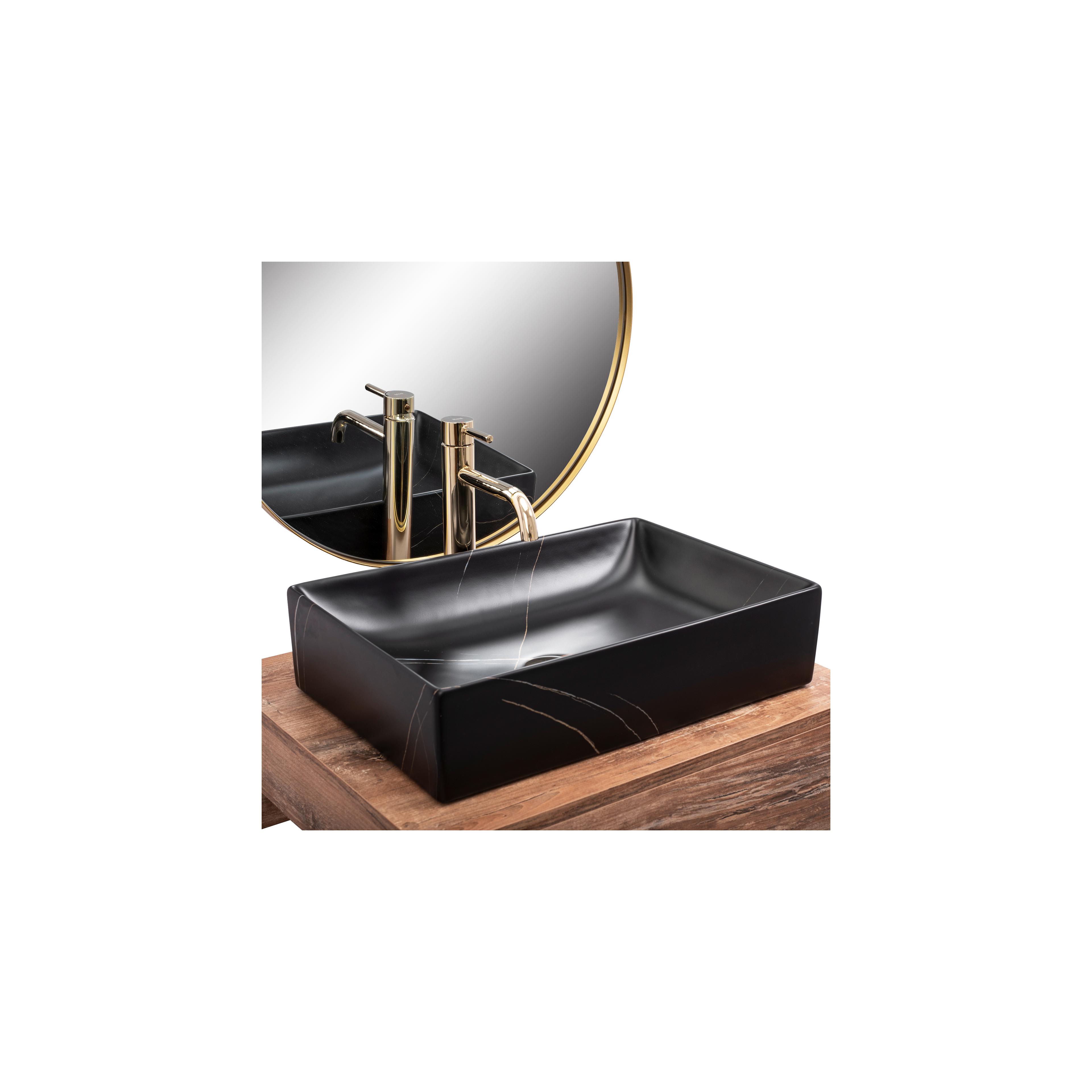 Aufsatzwaschbecken REA Inga Black Marble Mat