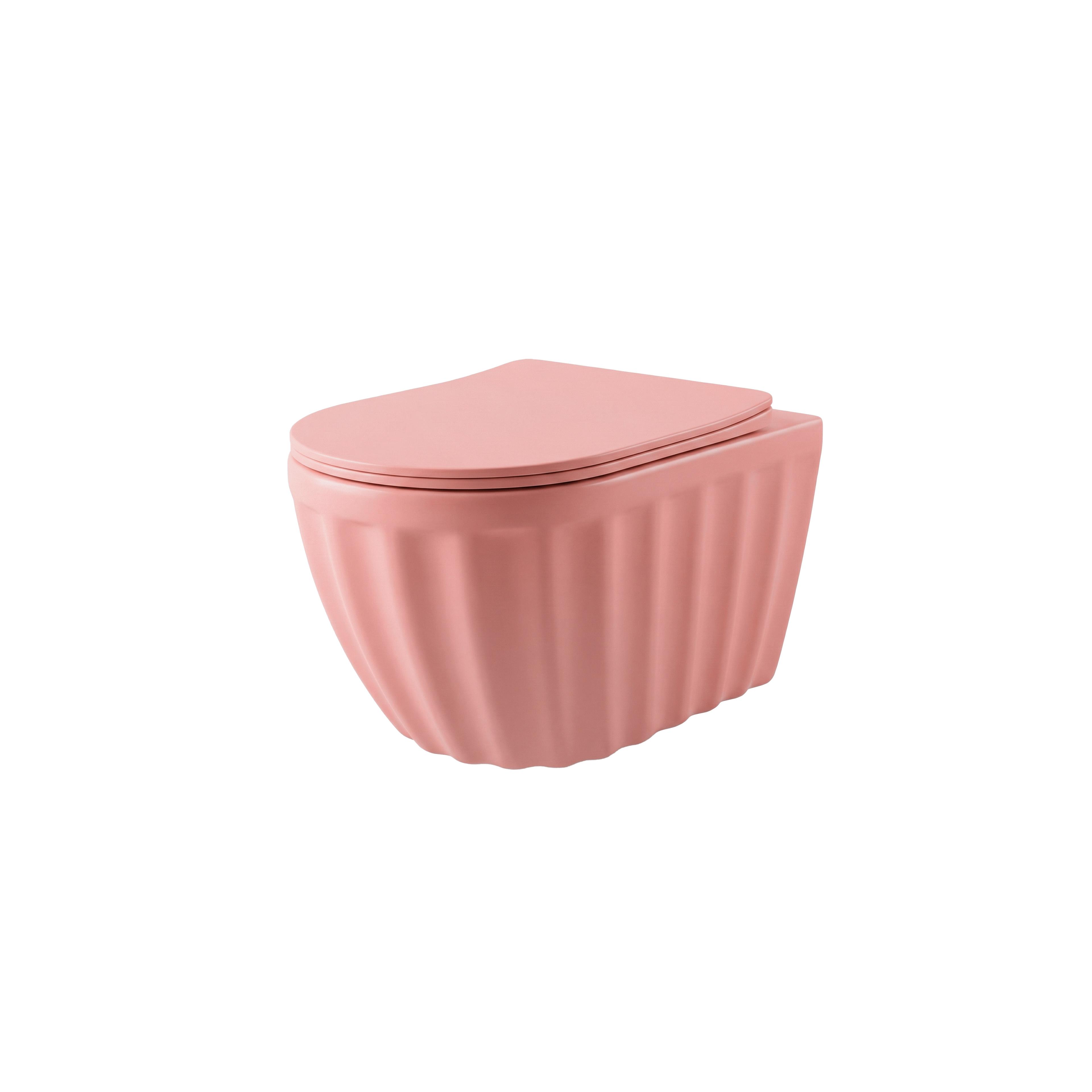 Zestaw Misa WC Duo podwieszana + Umywalka nablatowa Rea Duo Sweet Pink Matt