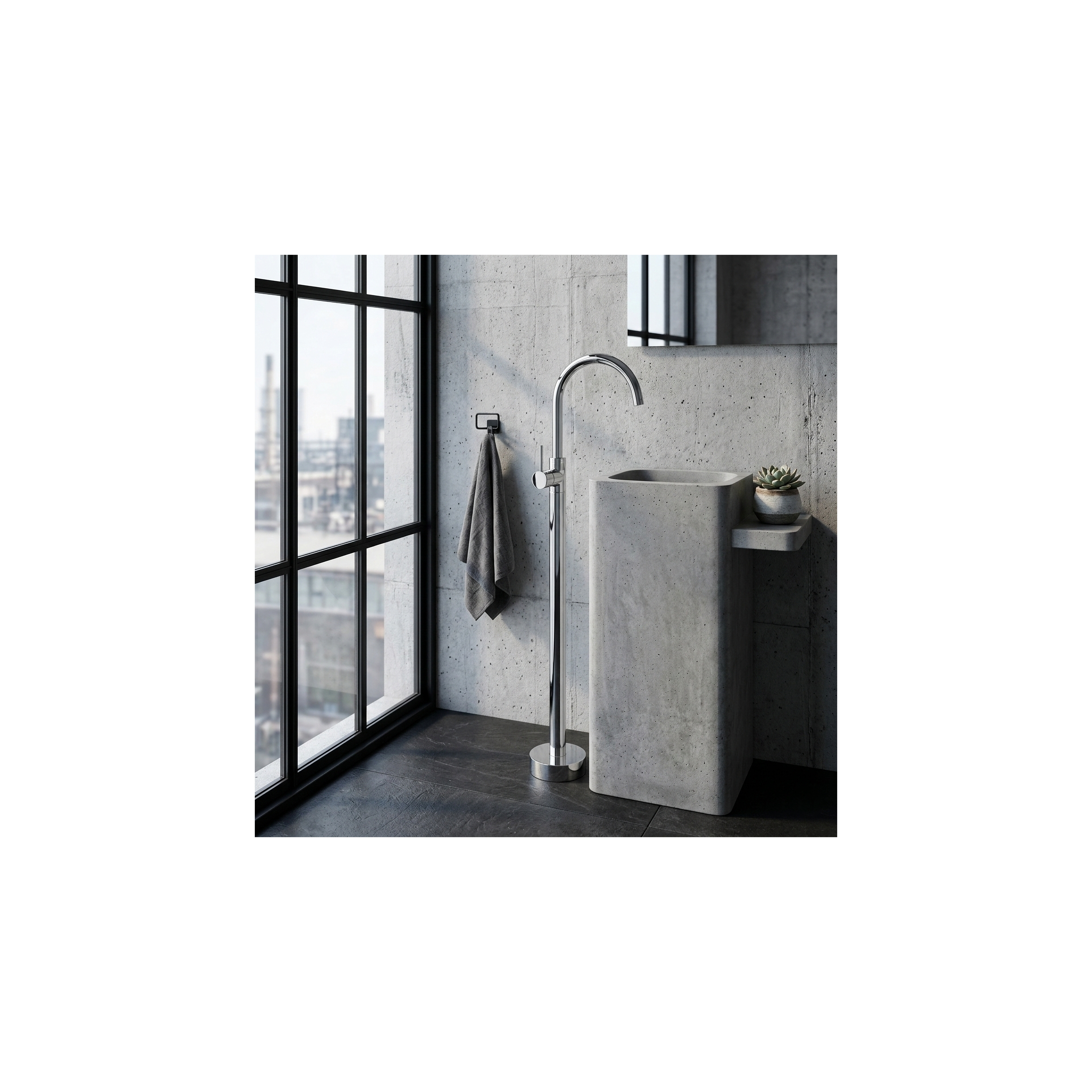 Waschbeckenarmatur freistehend Rea Lungo Chrome
