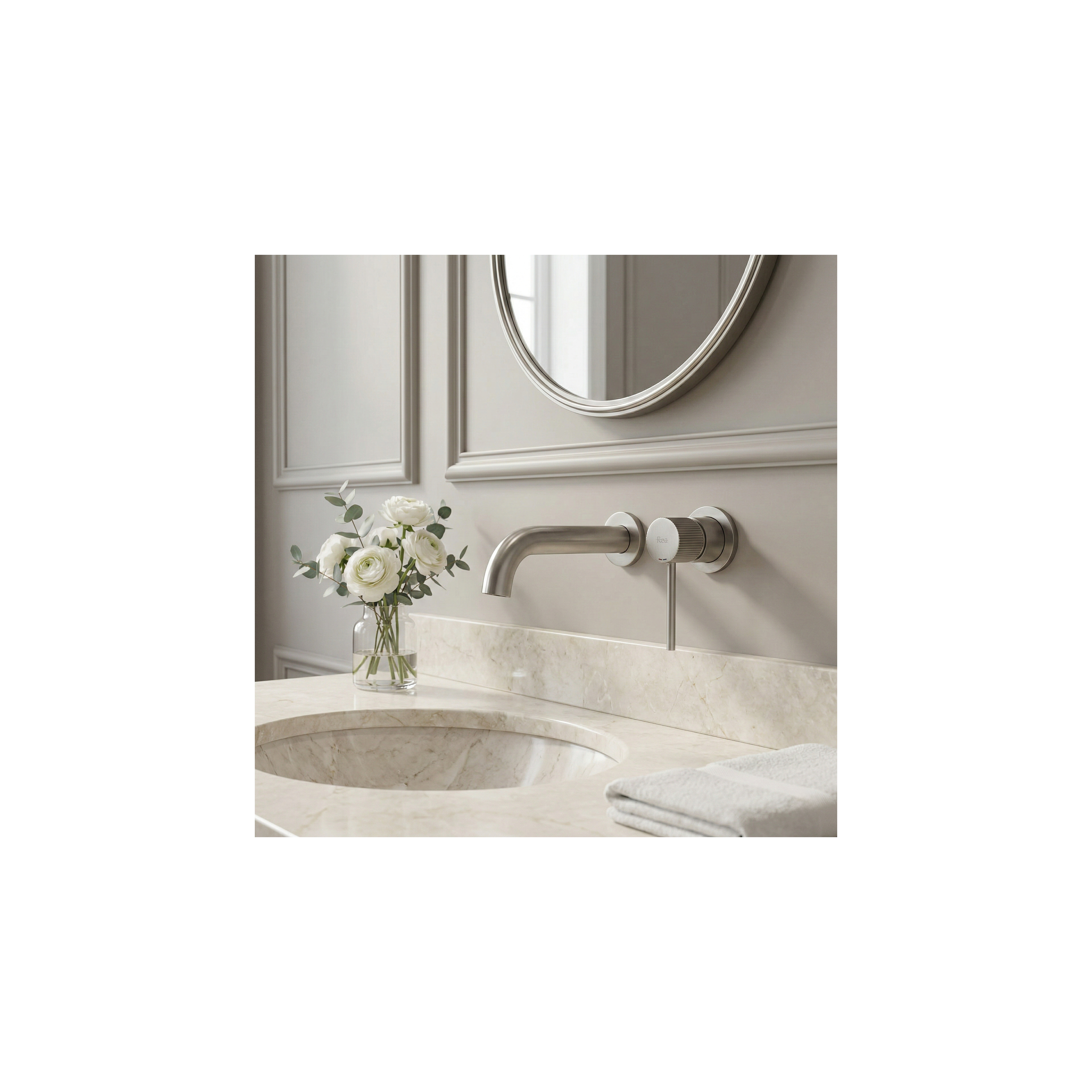 Inbouw wastafelkraan Rea Lungo Stripe Brush Nickel