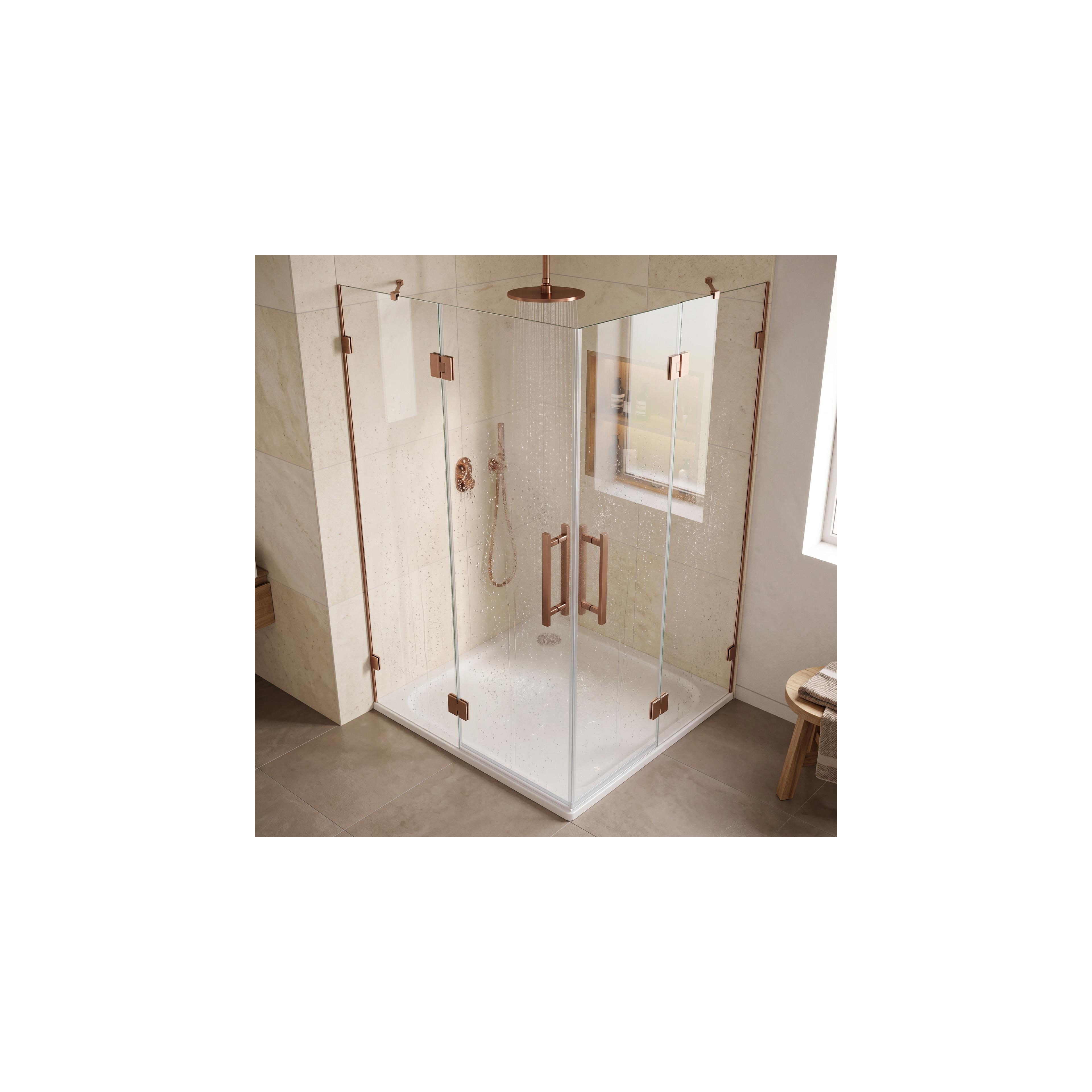Akrylatbalja för dusch Rea Belmond vit 90x90 Brush Copper