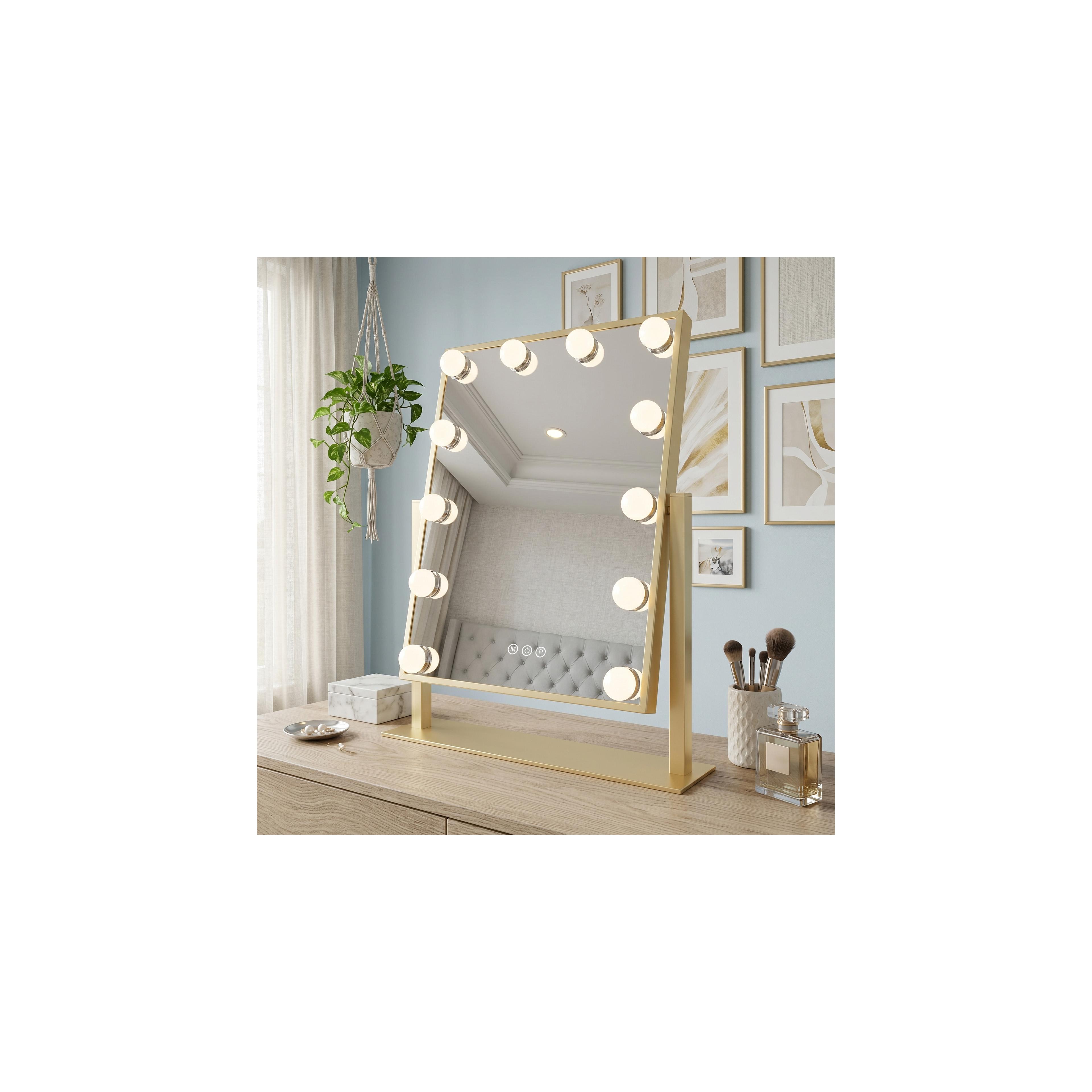 Spiegel LED HOLLYWOOD L.Gold 30x40