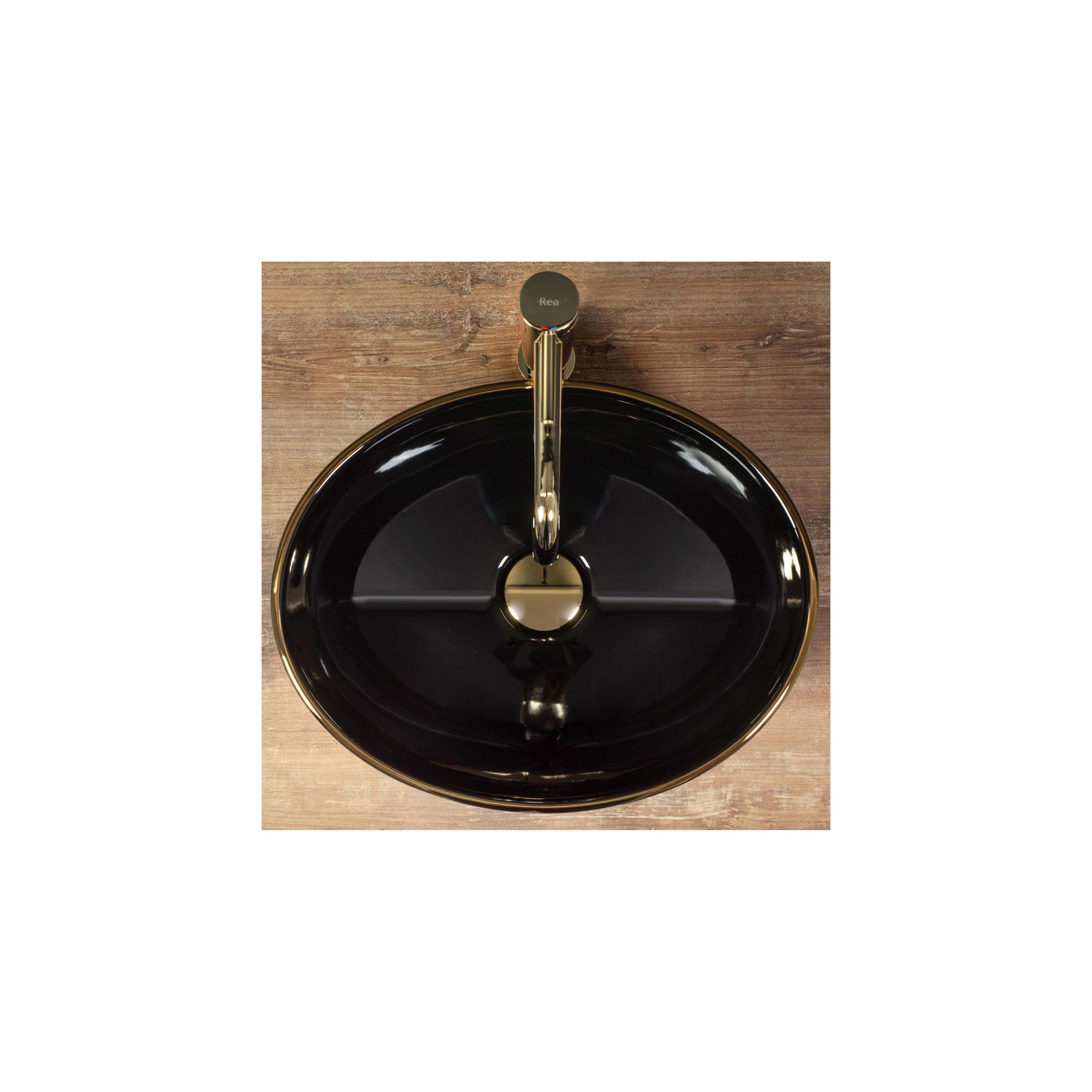 Countertop washbasin Rea Sofia Black Gold Edge