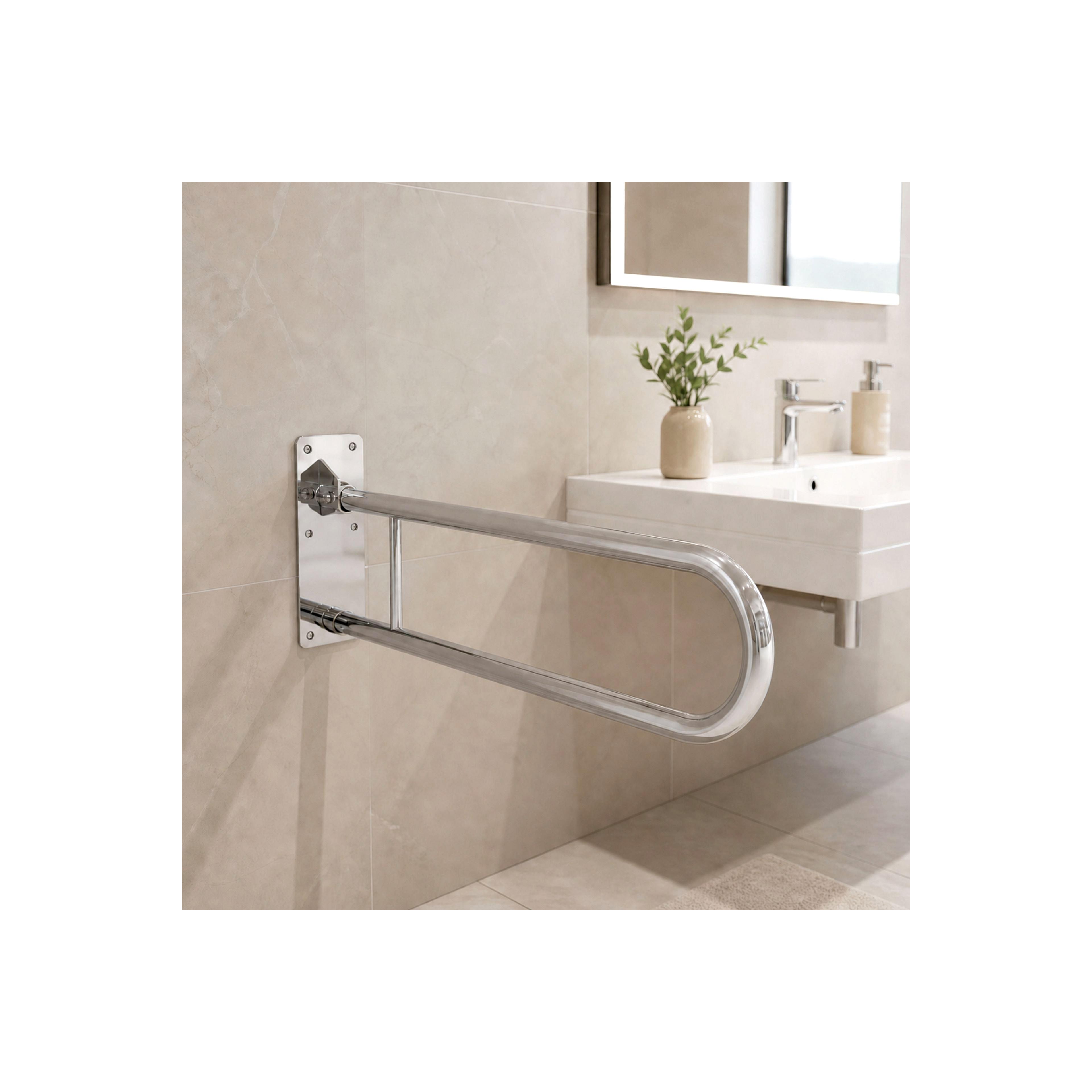 Folding bathroom grab bar Chrome