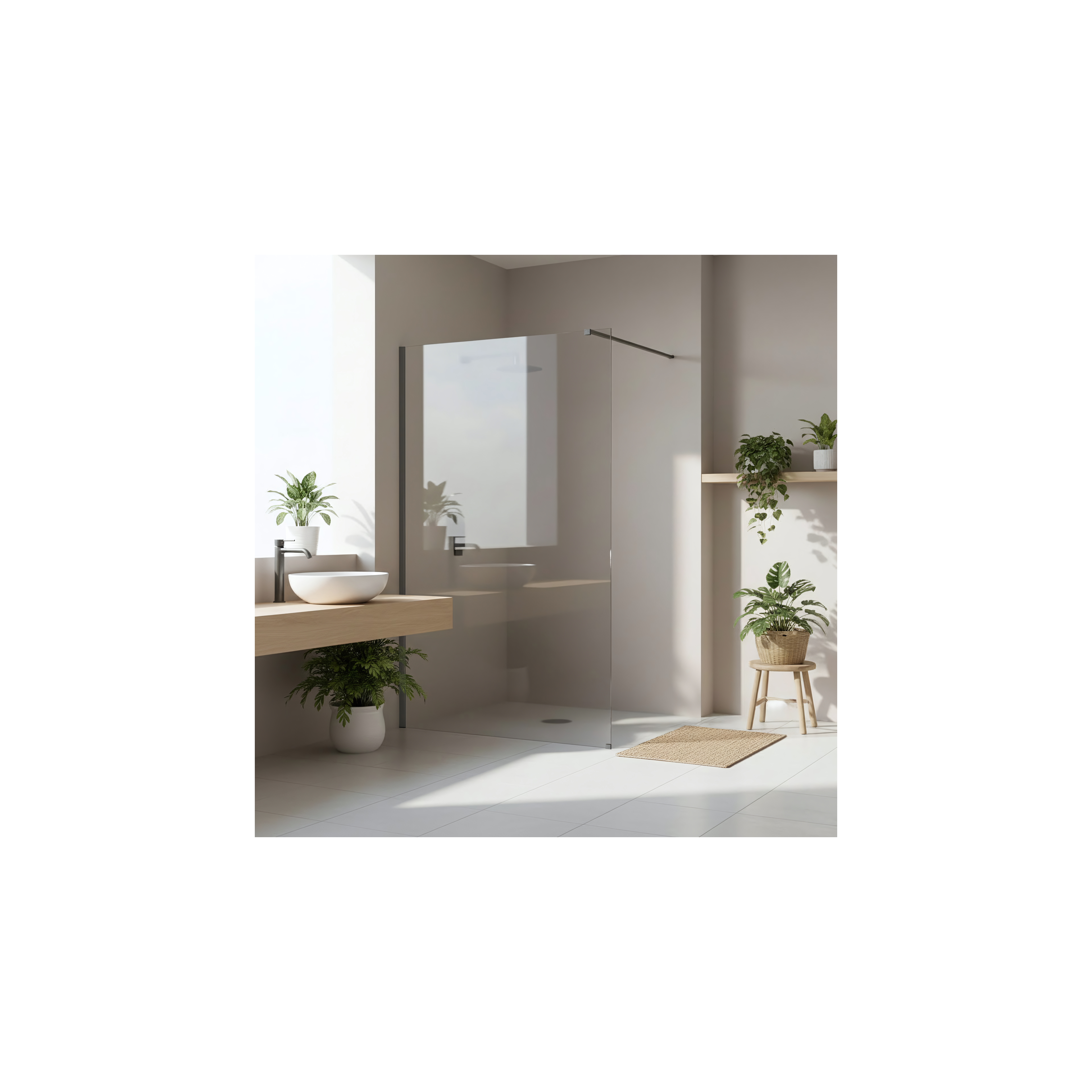 Duschwand Rea Flexi Transparent / Titan 120