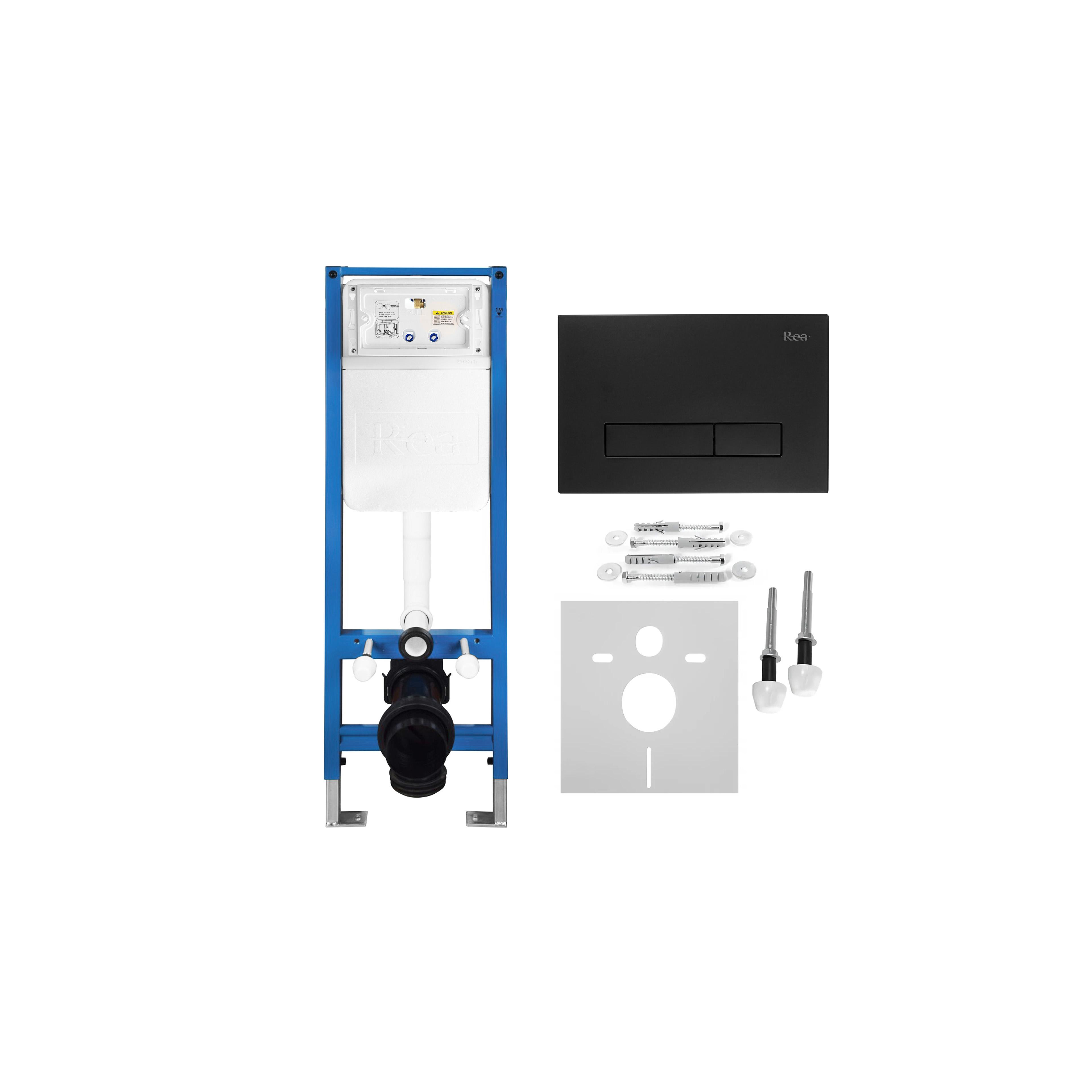 Gestell Unterputz-Set Slim 024N für WC-Becken mit HD-Taste Schwarz