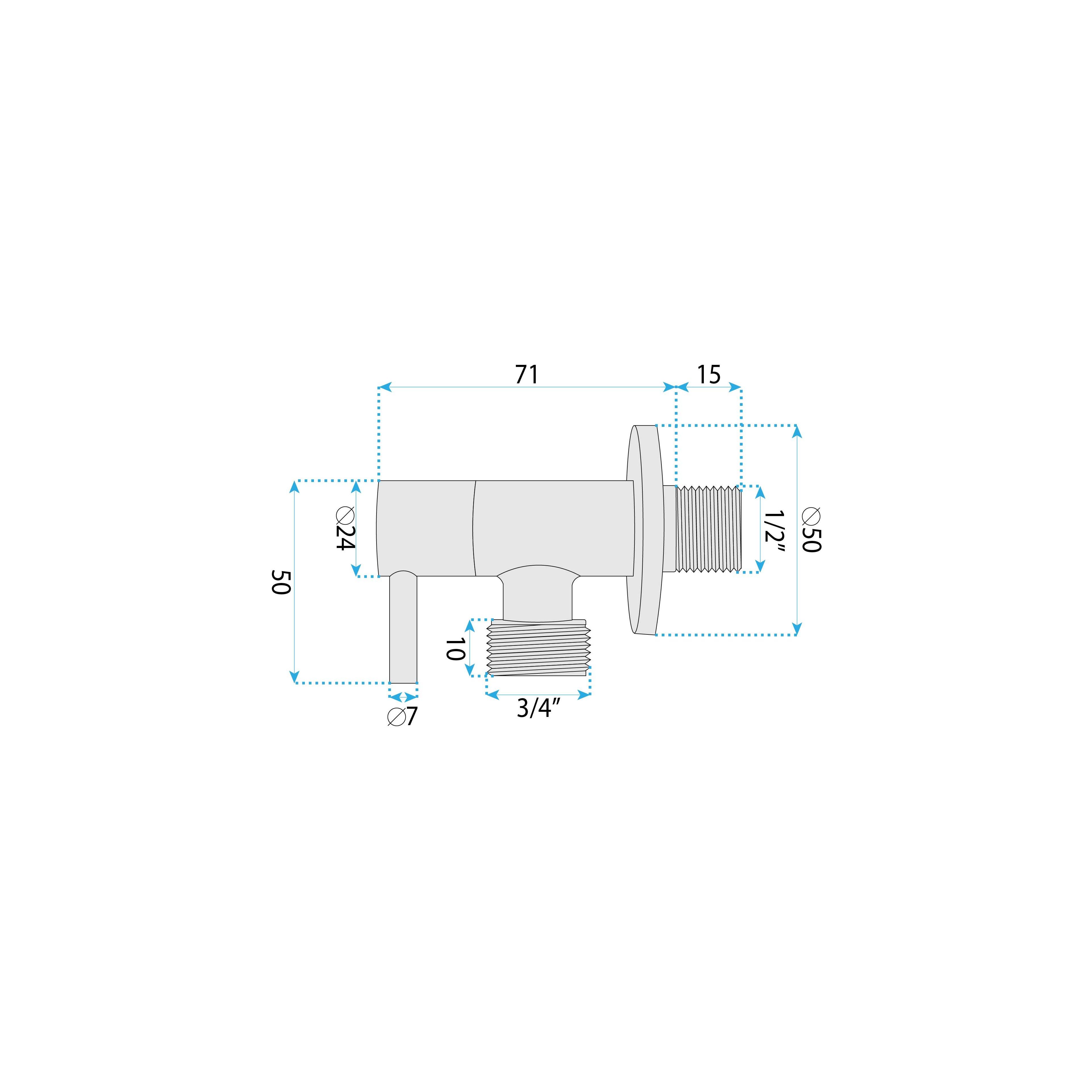 Ъглов вентил 1/2" x 3/4" Brush Nickel