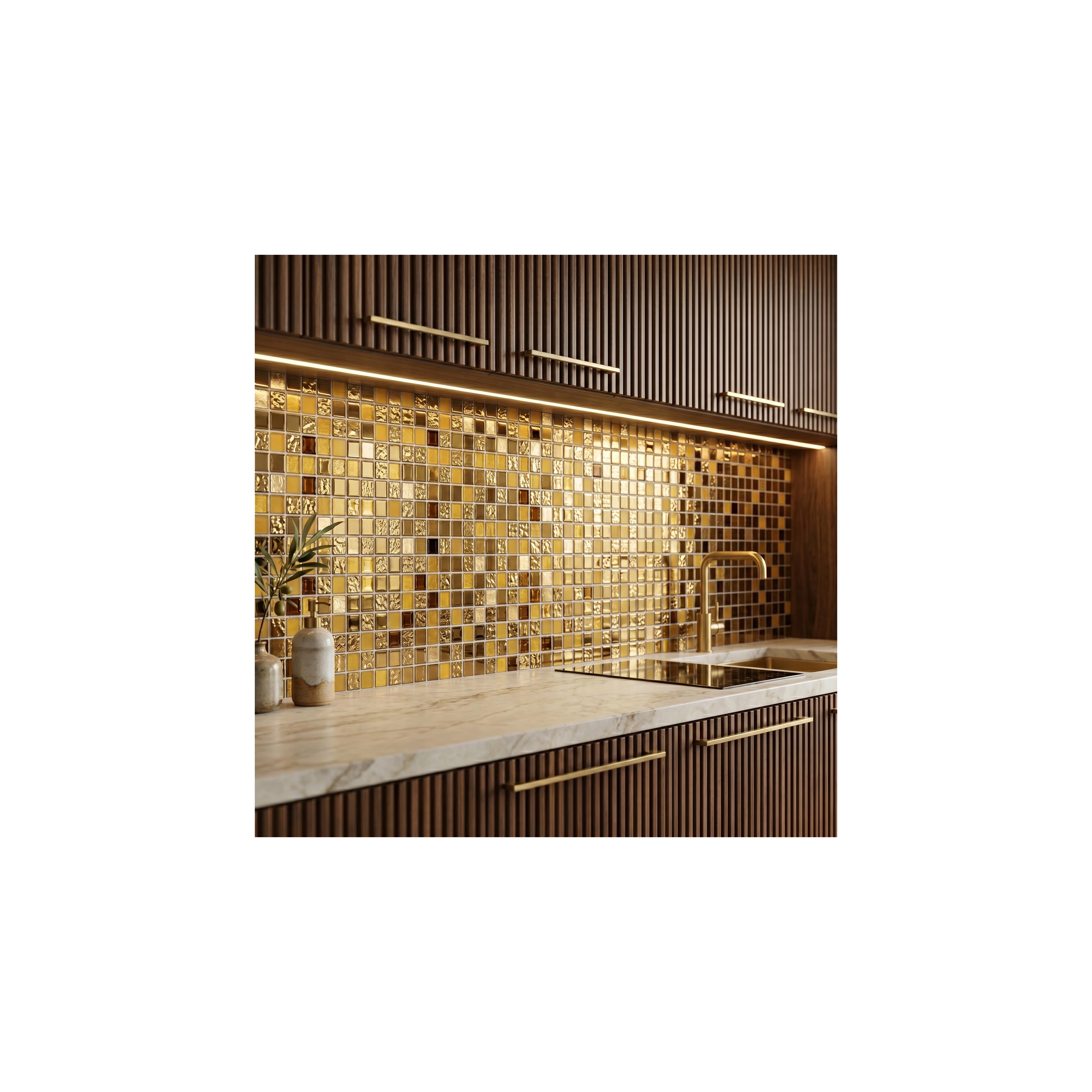 Mosaik Dekor P14016 30x30cm Gold Glass