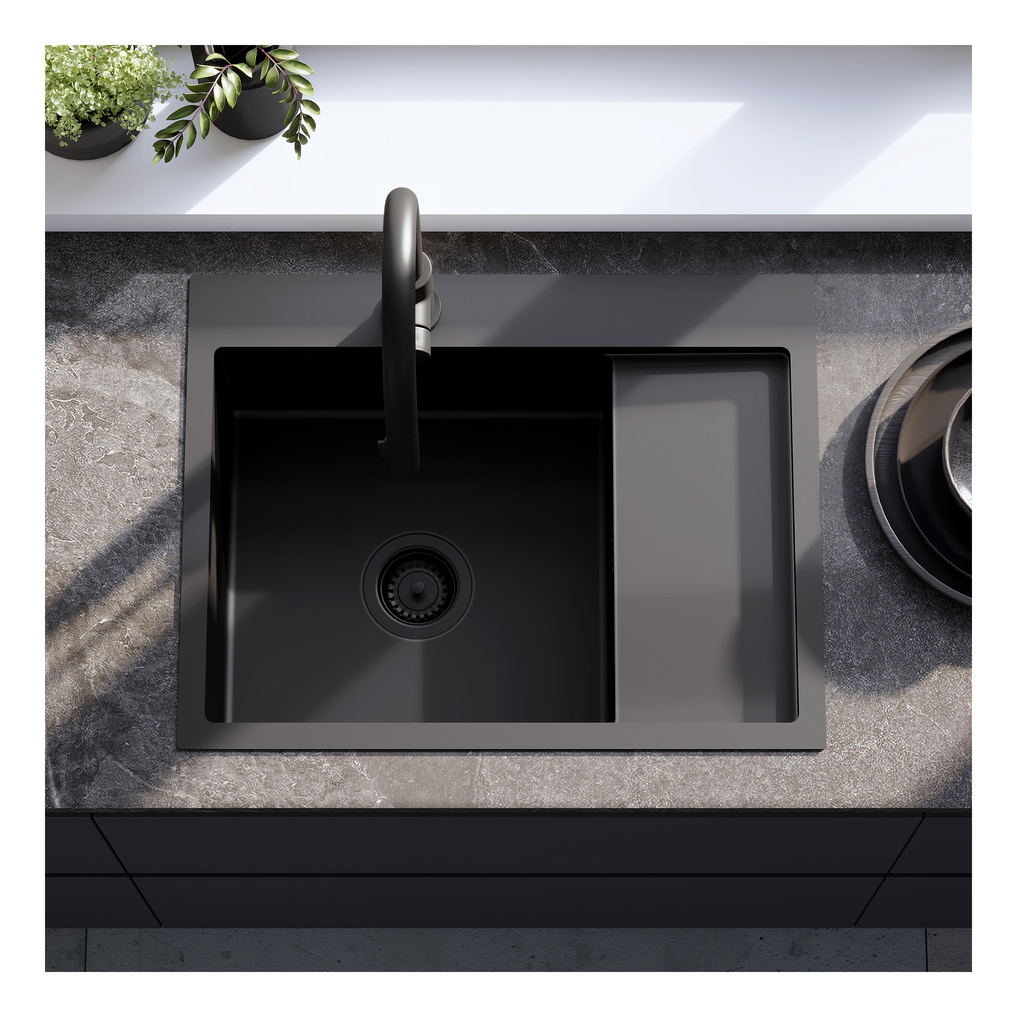 Jekleno pomivalno korito Fin Black