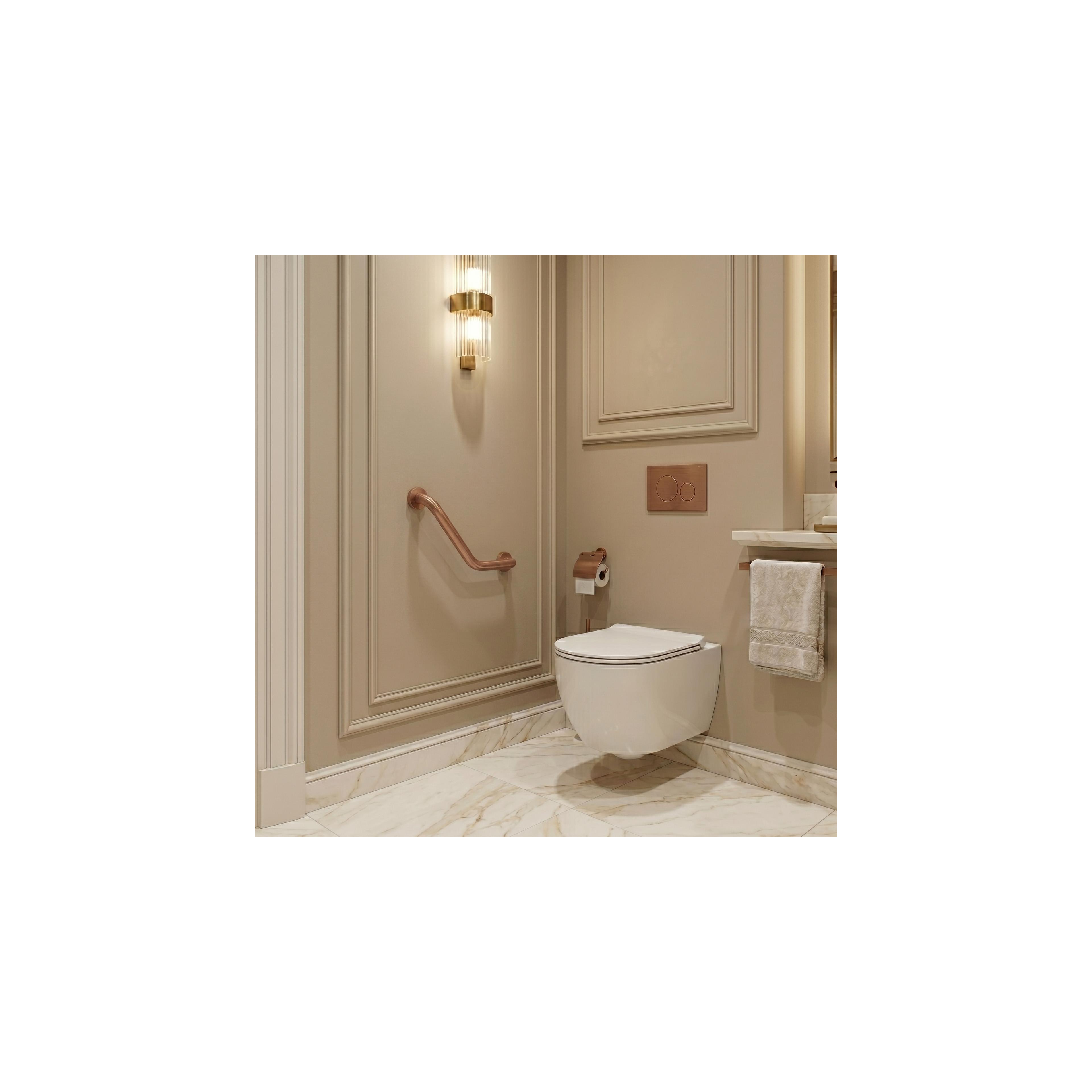 Angewinkelte Badezimmer-Haltestange BRUSH COPPER