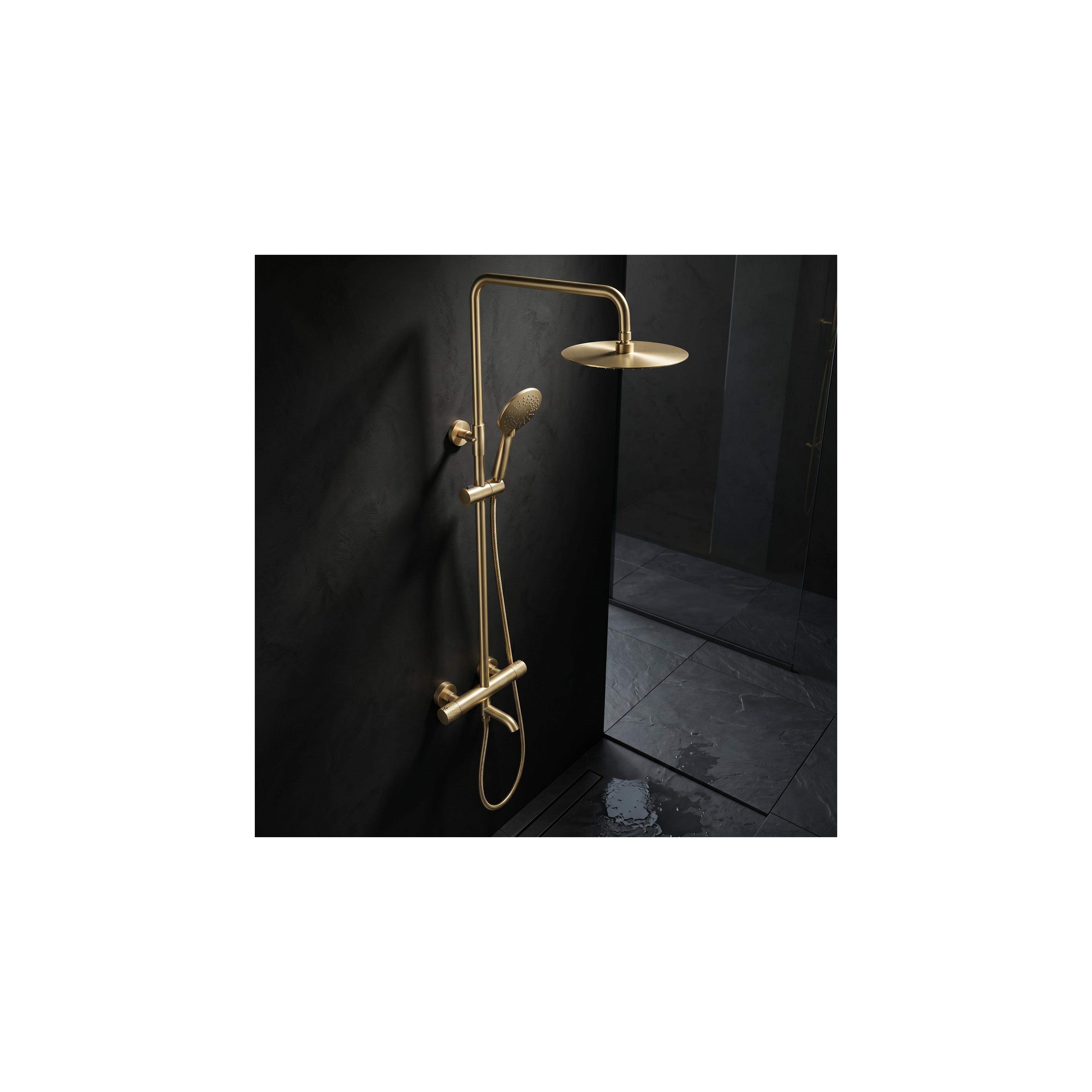 Duschset med termostat Rea Lungo Diamond Gold Brush