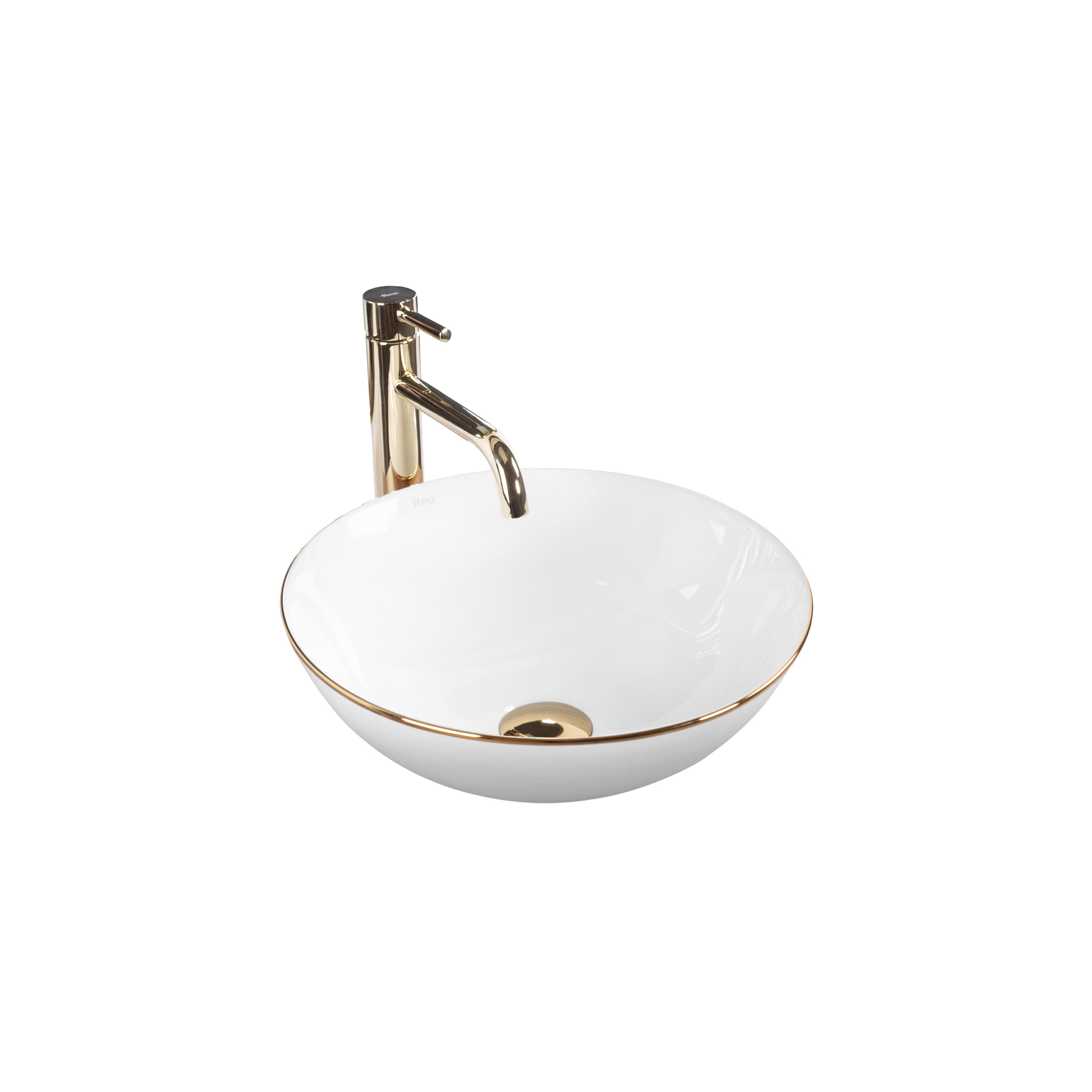 Countertop Basin Stella White gold edge