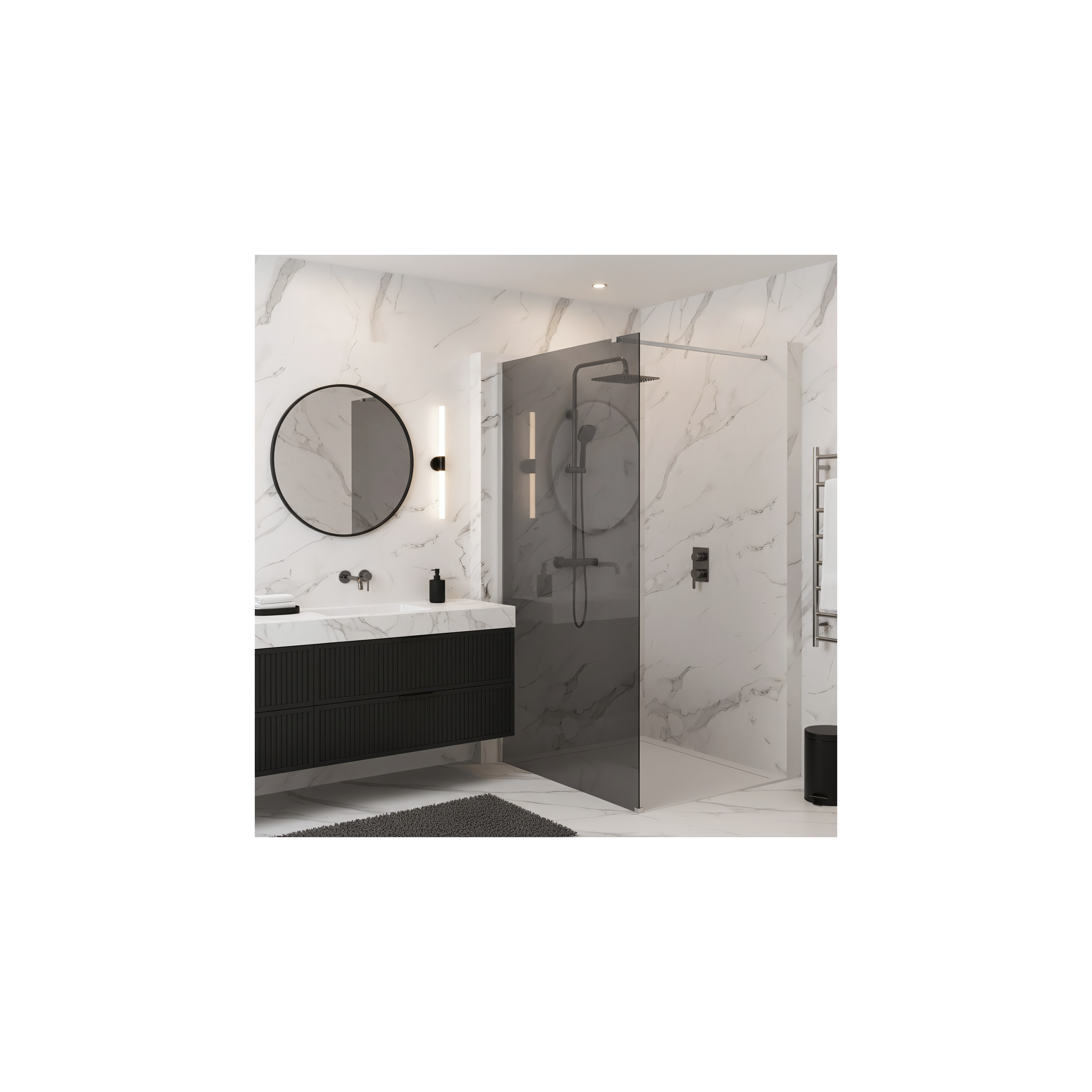 Duschwand Rea Flexi Grey / Chrome 140