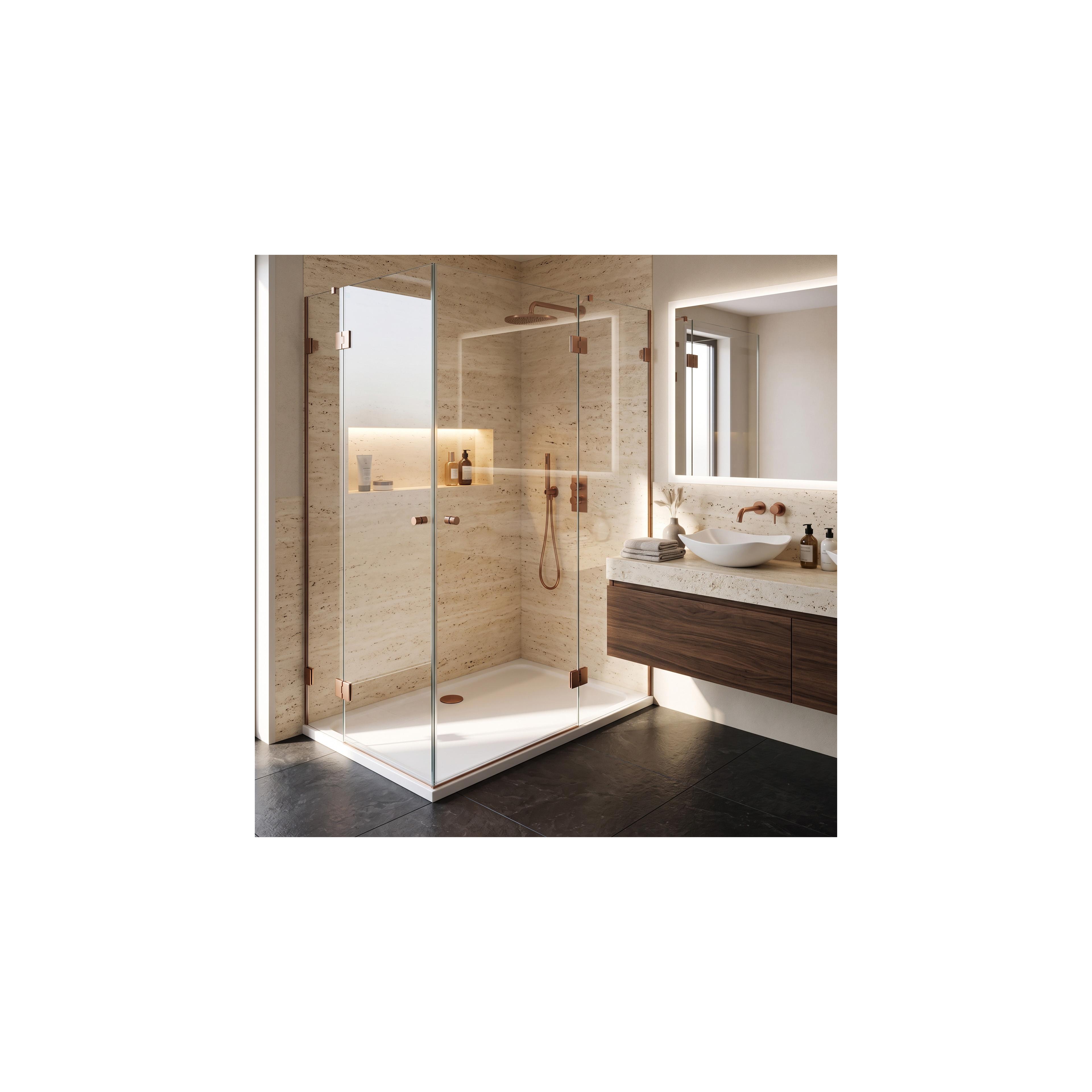 Akrylfat till dusch Rea Belmond vit 80x100 Brush Copper