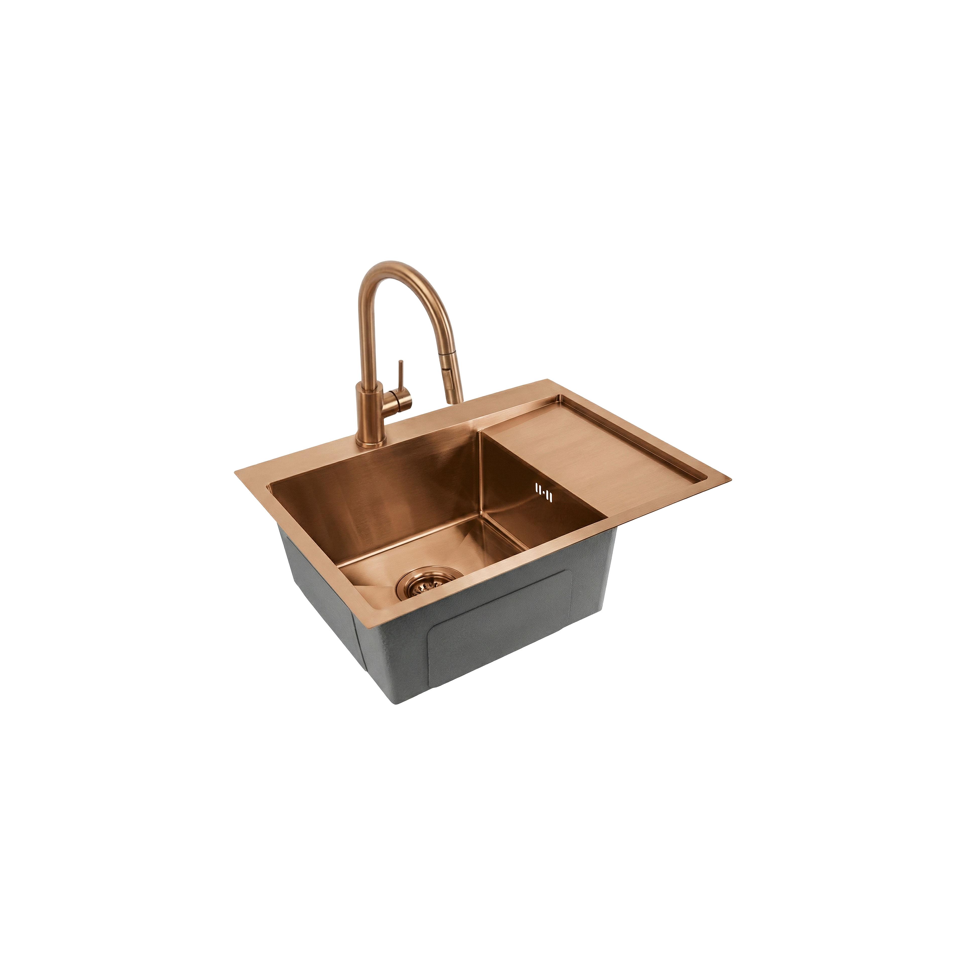 Edelstahlspüle Fin BRUSH COPPER