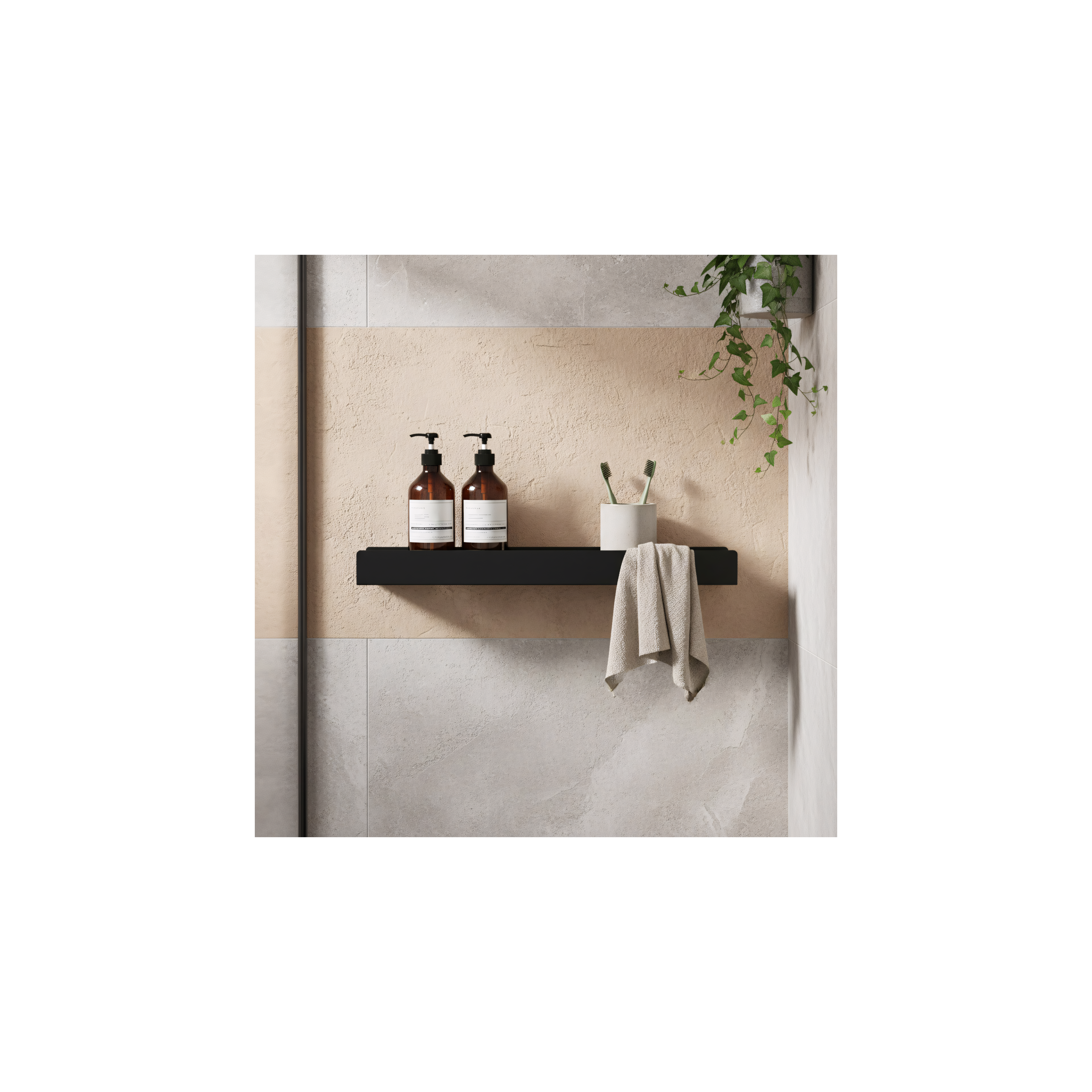 Bathroom shelf SF04 60cm black matt