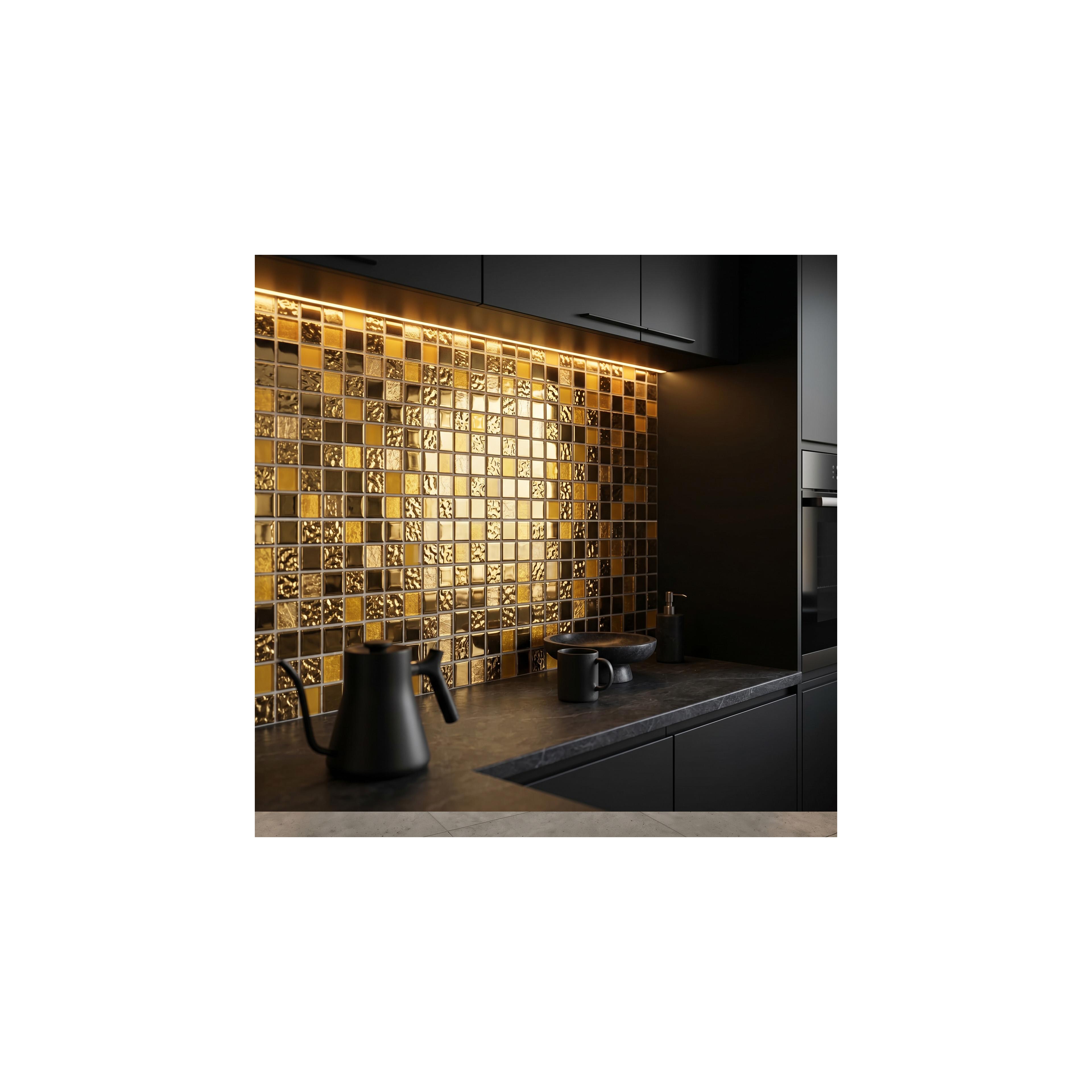 Mosaik Dekor P14016 30x30cm Gold Glass