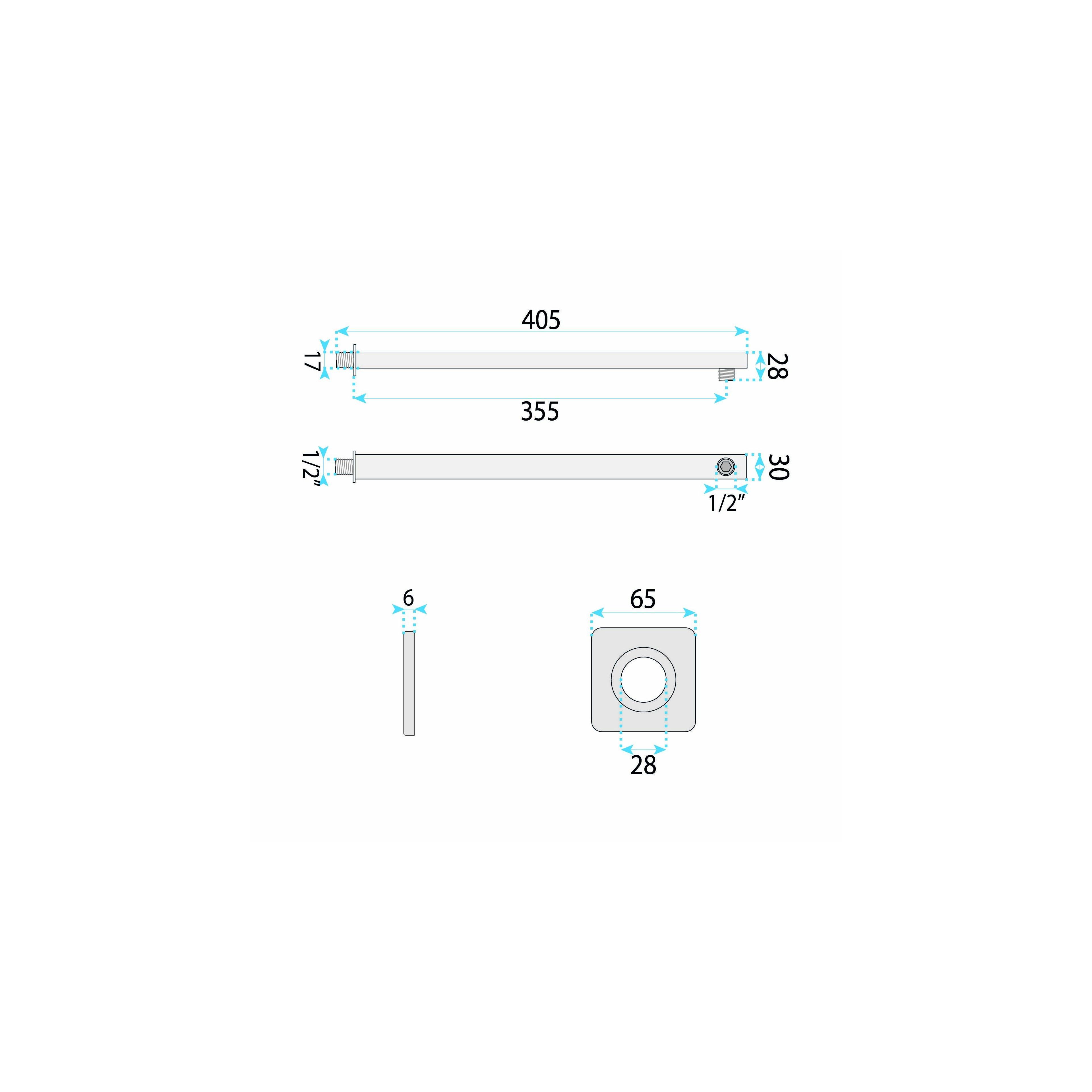 Square shower arm REA JS-9022 40cm Chrome