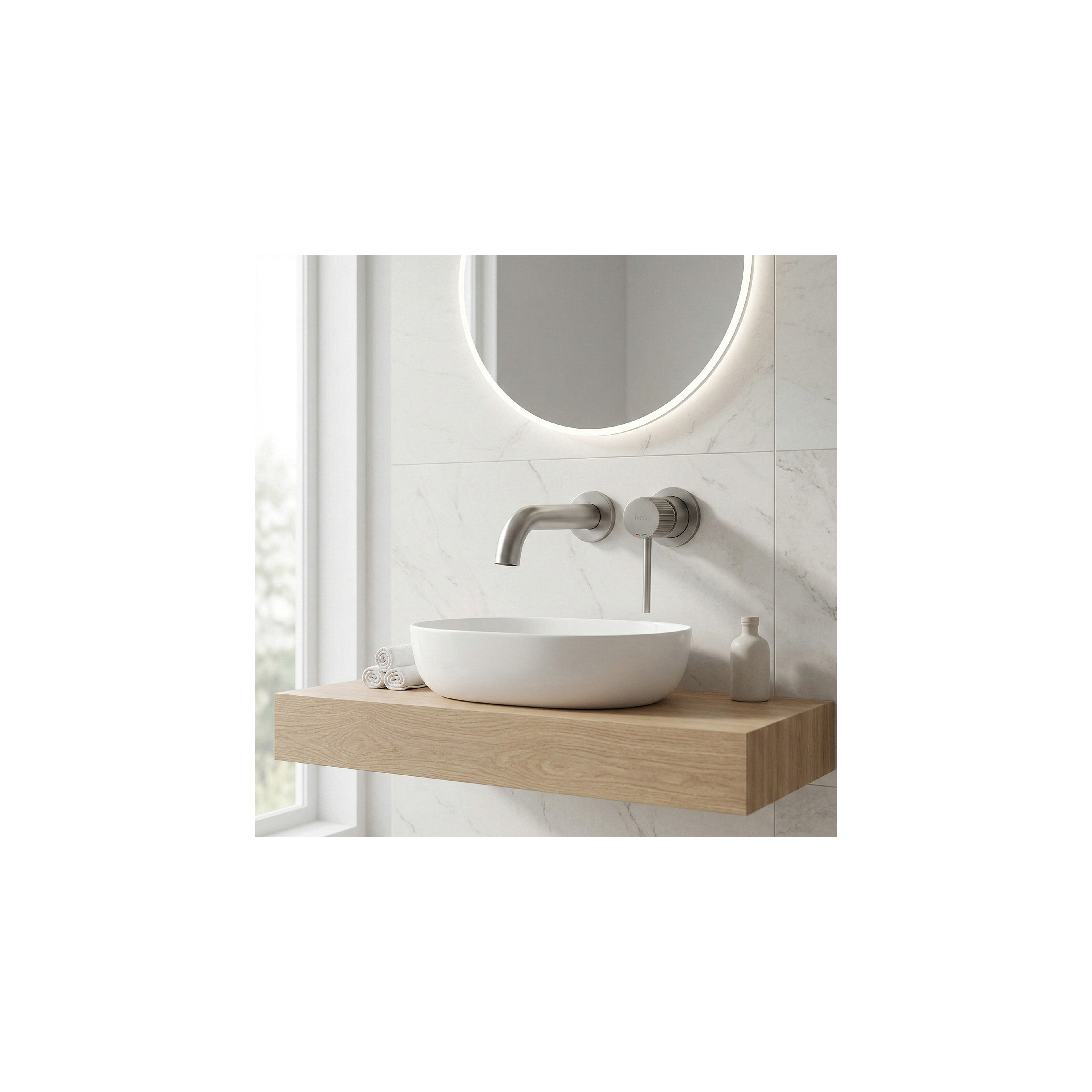 Inbouw wastafelkraan Rea Lungo Stripe Brush Nickel