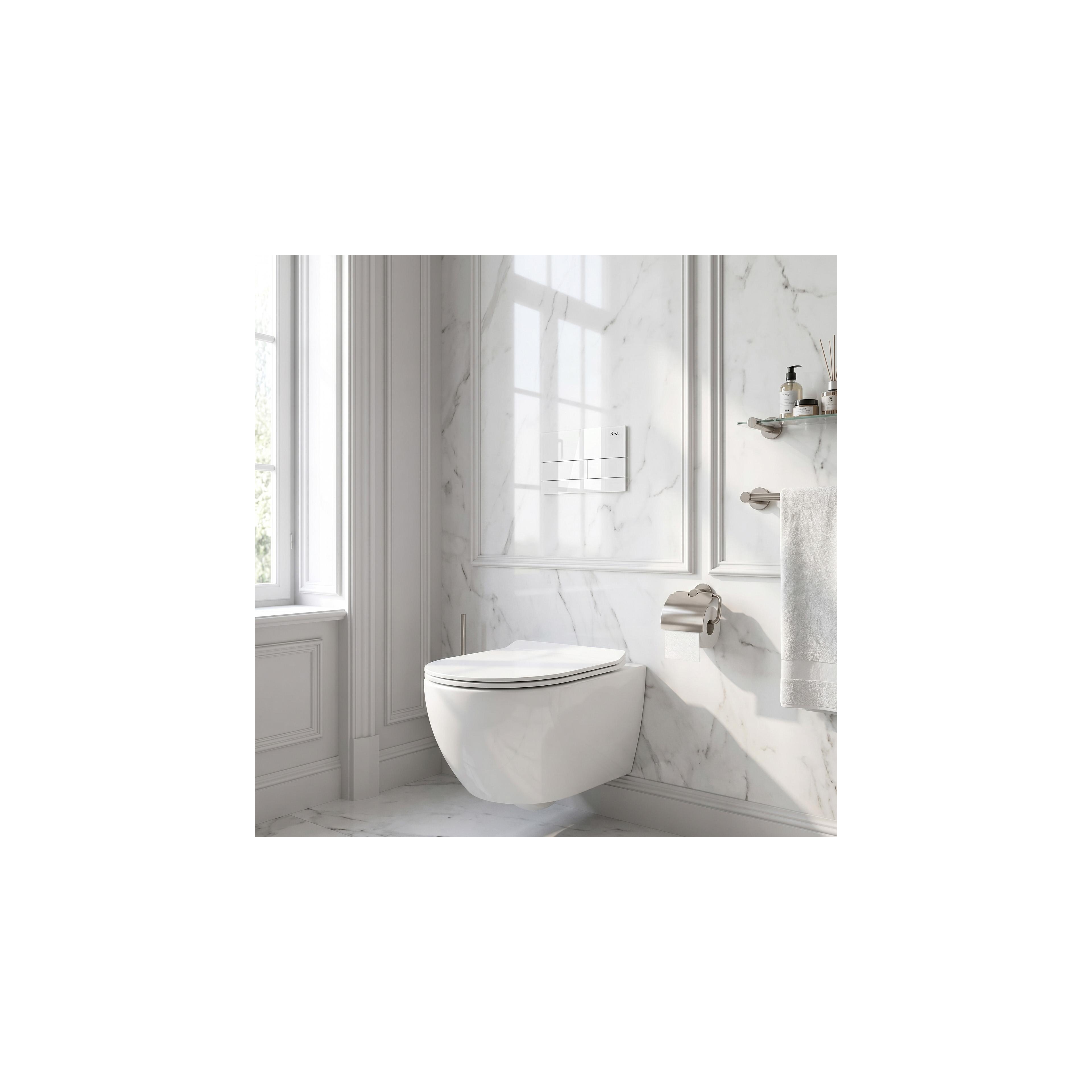 Inbyggnadsram Set för WC Slim 024N med T White Glass Spolknapp