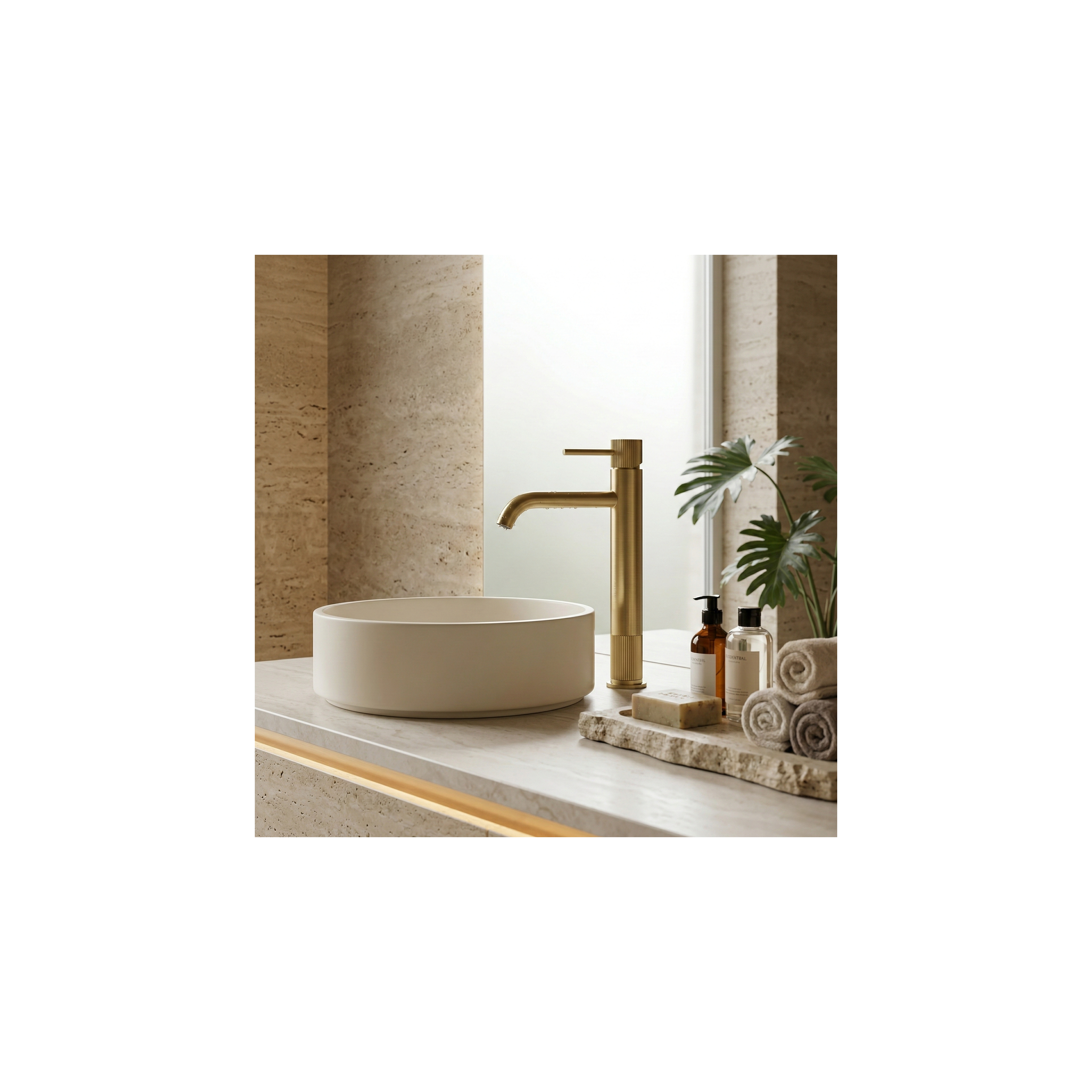 Waschbeckenarmatur Rea Lungo Stripe Brush Gold