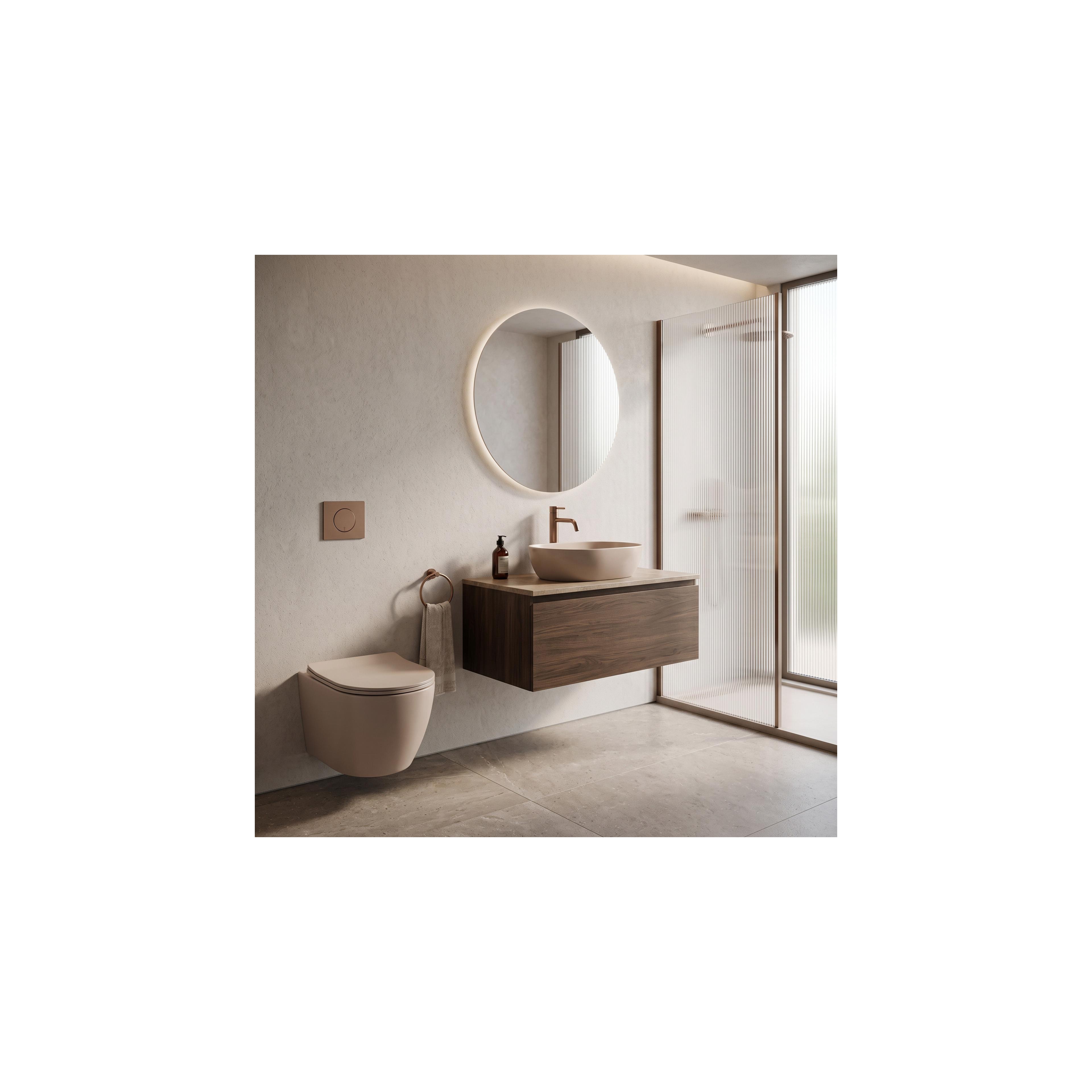 Set: Wandhängendes WC + Aufsatzwaschbecken Rea Duo Caffe Latte Matt