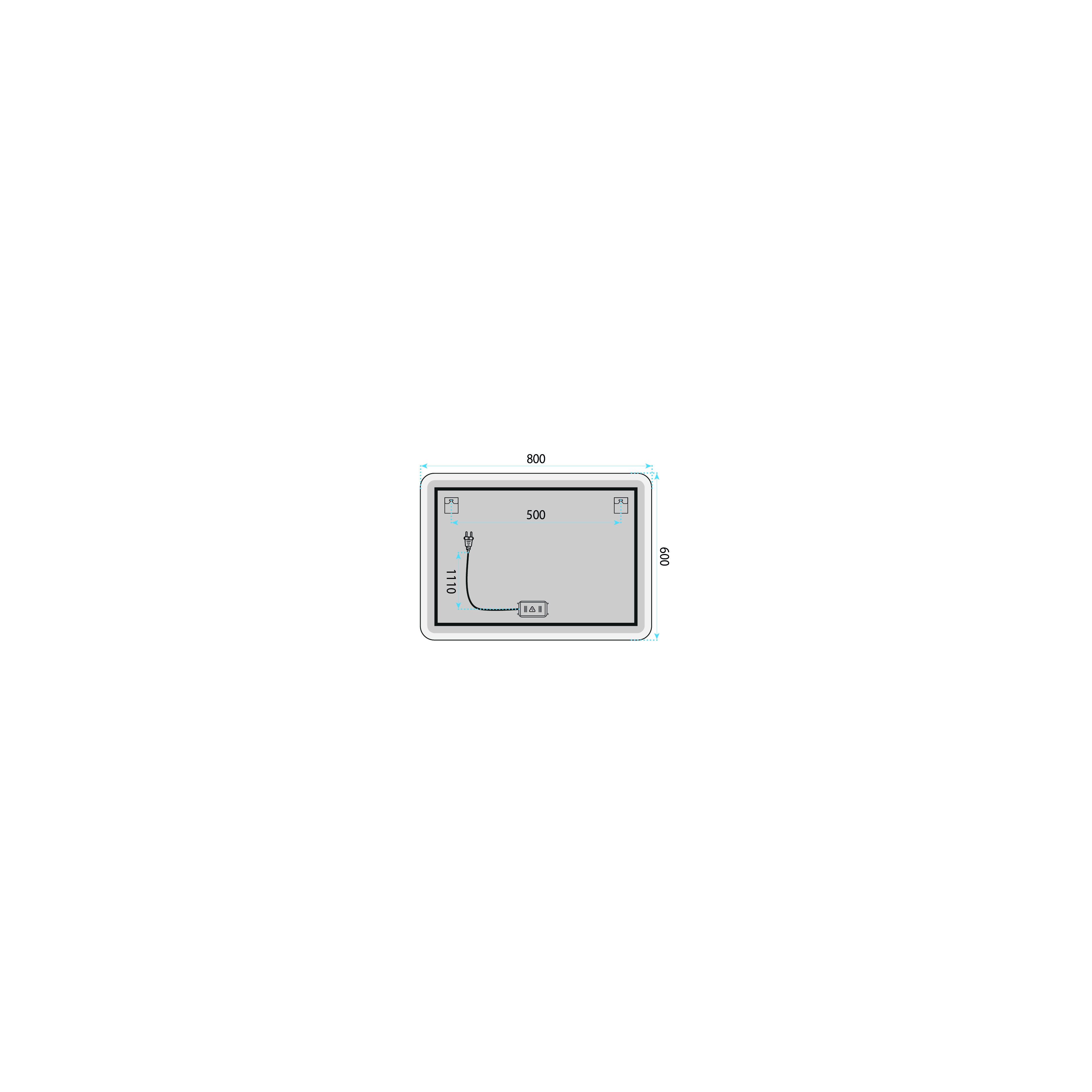 Spiegel LED 80x60cm TOP-3