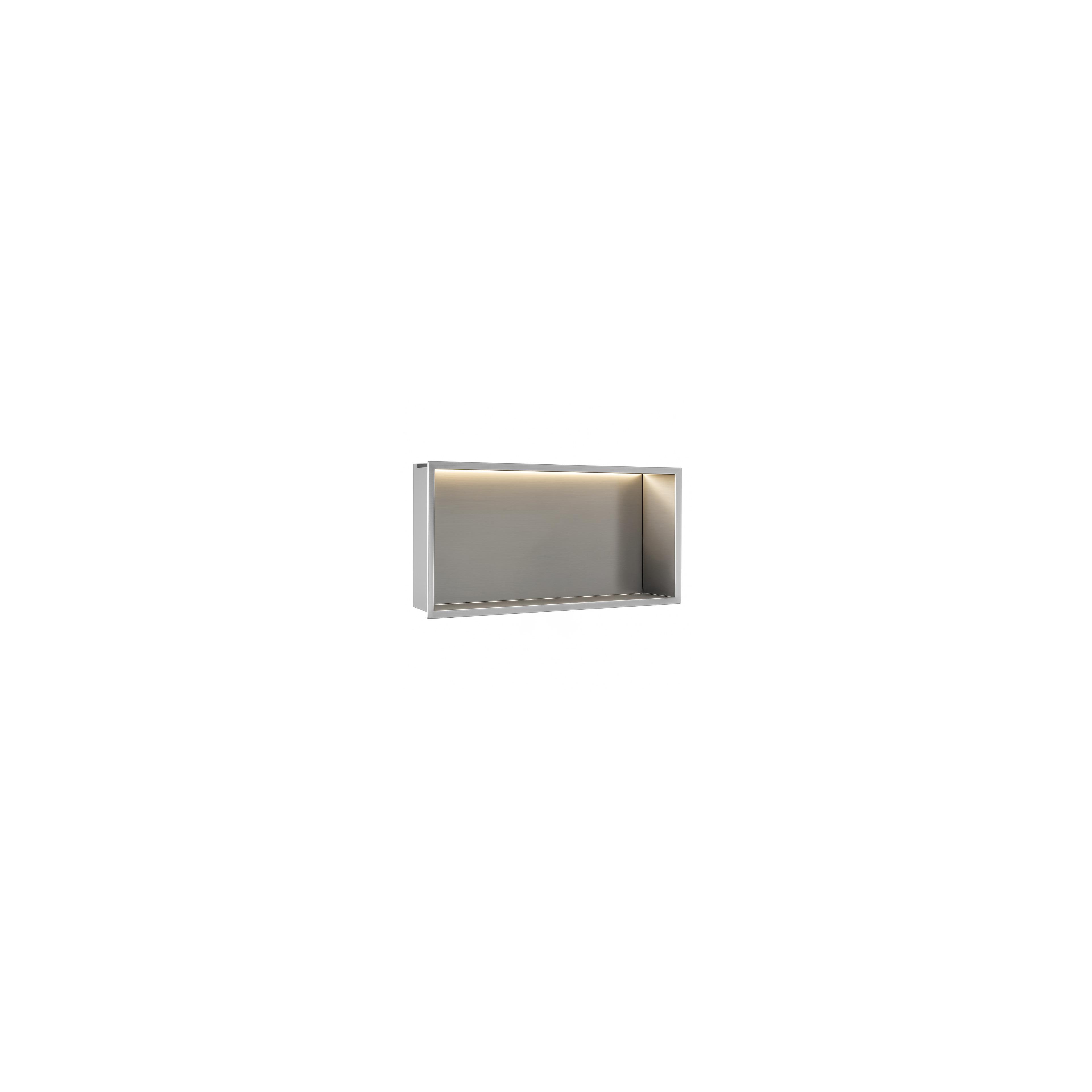 WANDEINBAU-BADEZIMMERREGAL LED 30x60 steel brush