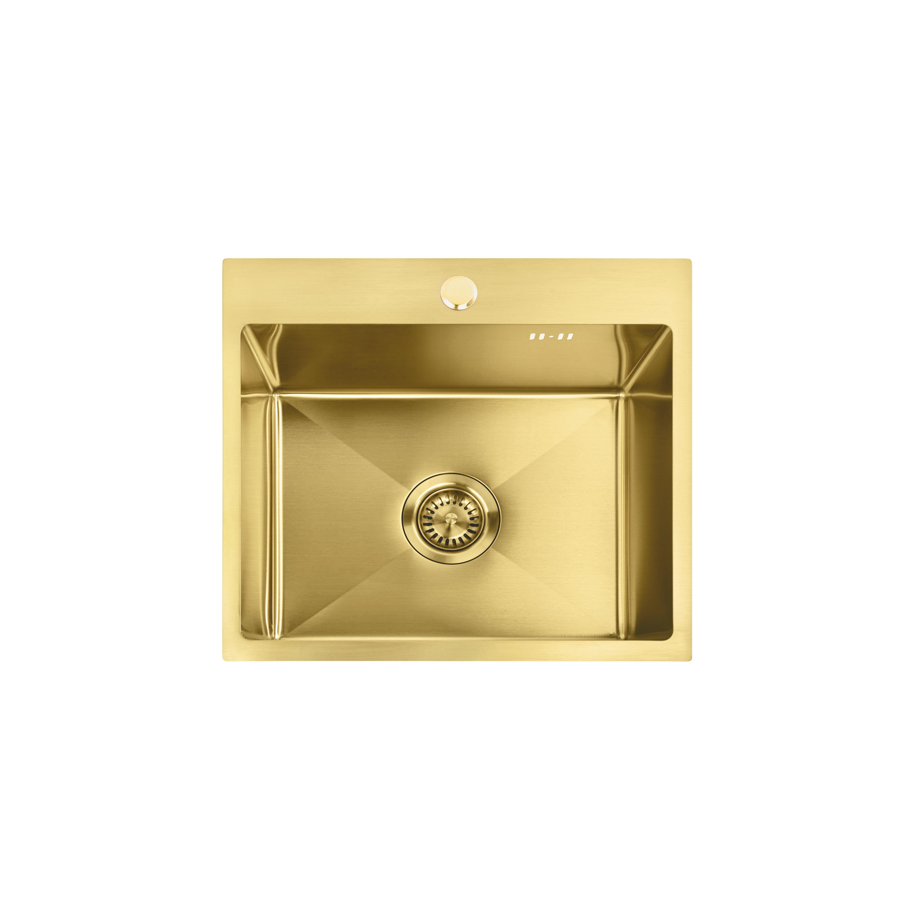 Stahlspüle mit 3-teiligem Zubehörset REA Leo 50 Brush Gold