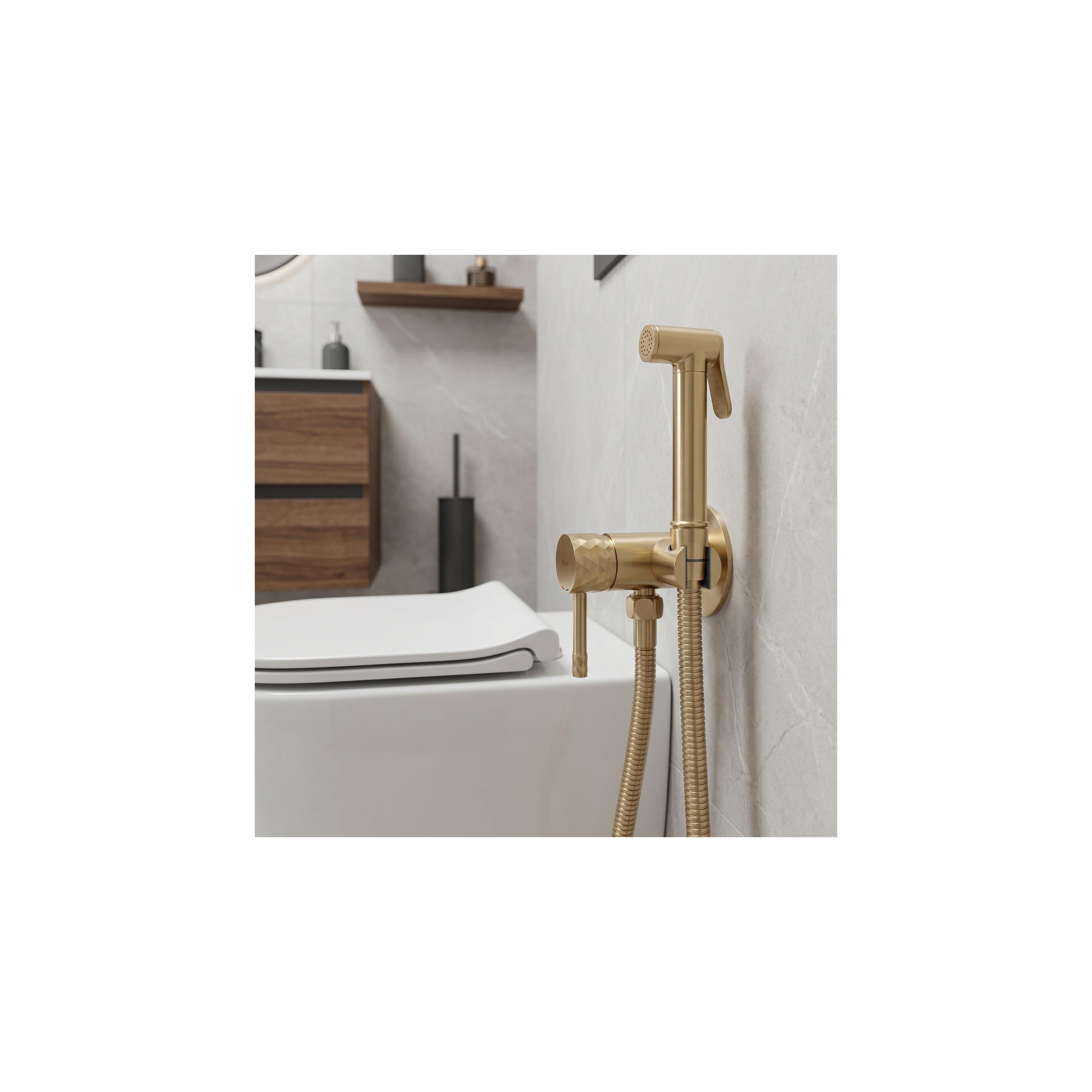 Bidetarmatur REA Lungo Loop Diamond Brush Gold