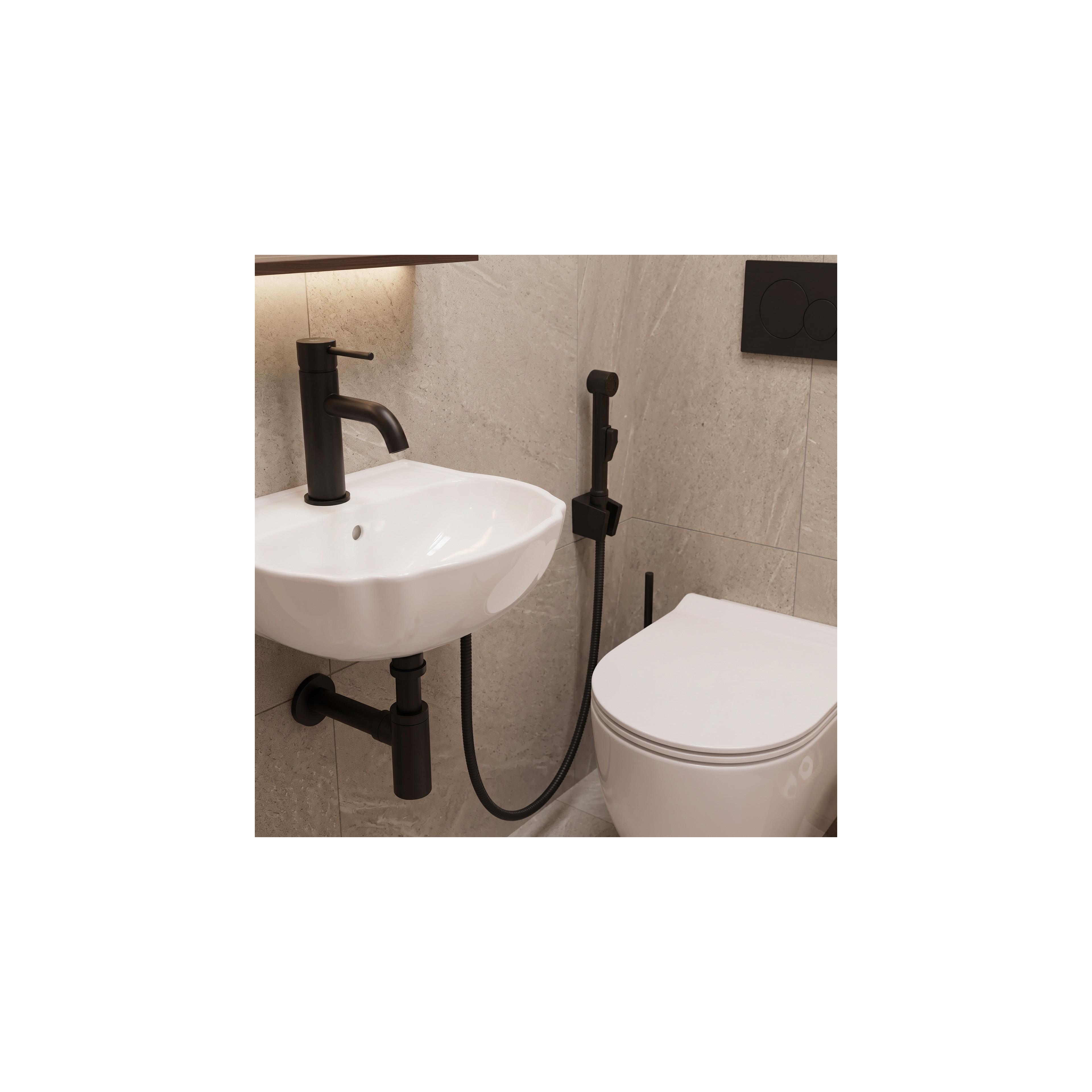 Waschtischarmatur mit Bidetta Rea Lungo Black