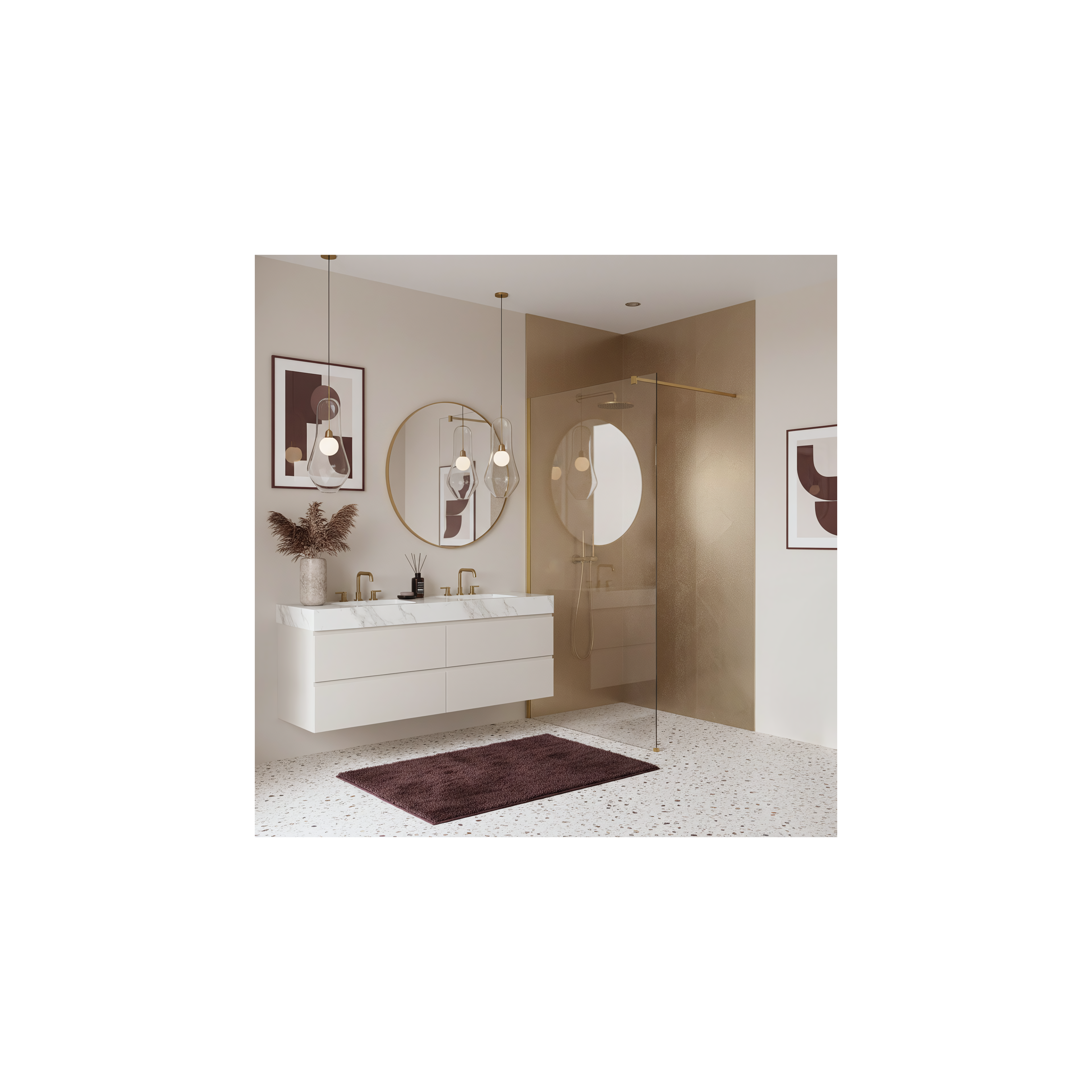 Duschwand Rea Flexi Transparent / Brush Gold 110