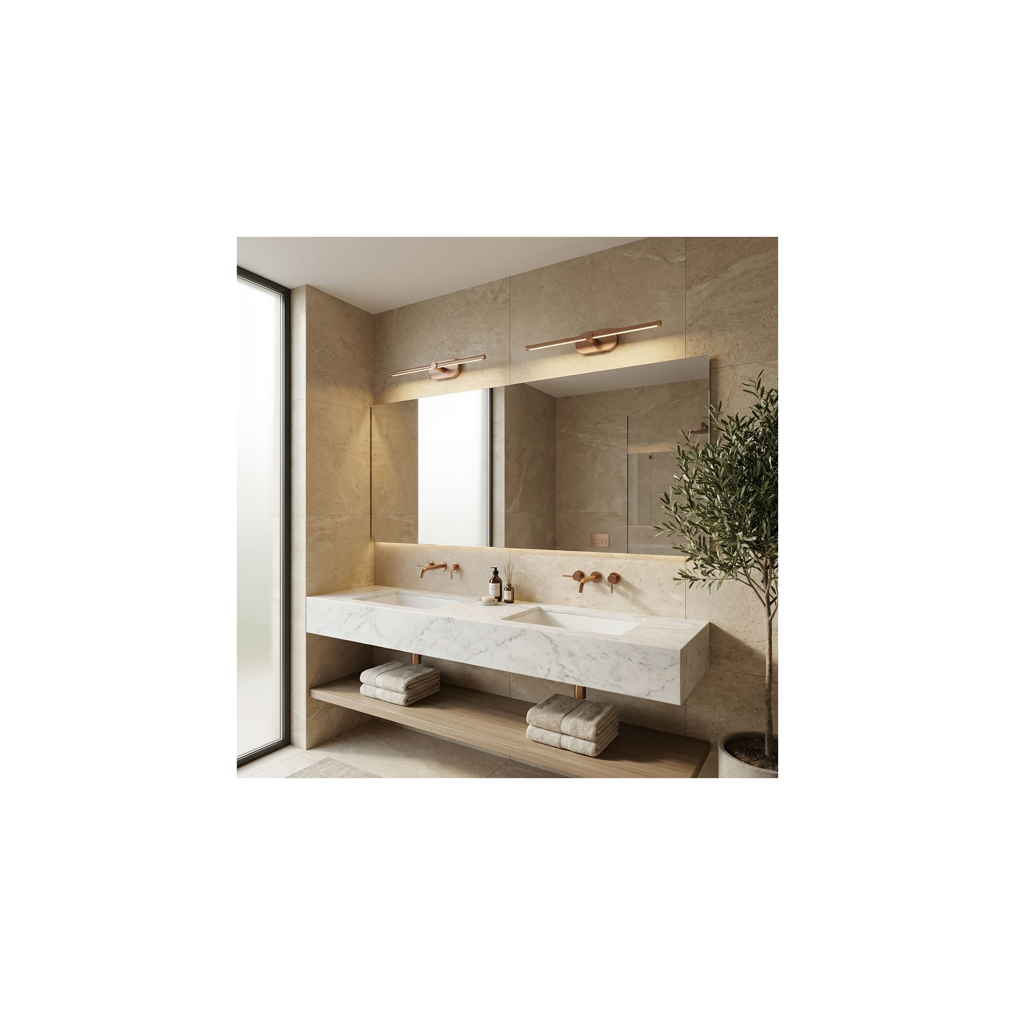 Bad LED-Wandleuchte APP1895-1W 40 cm BRUSH COPPER