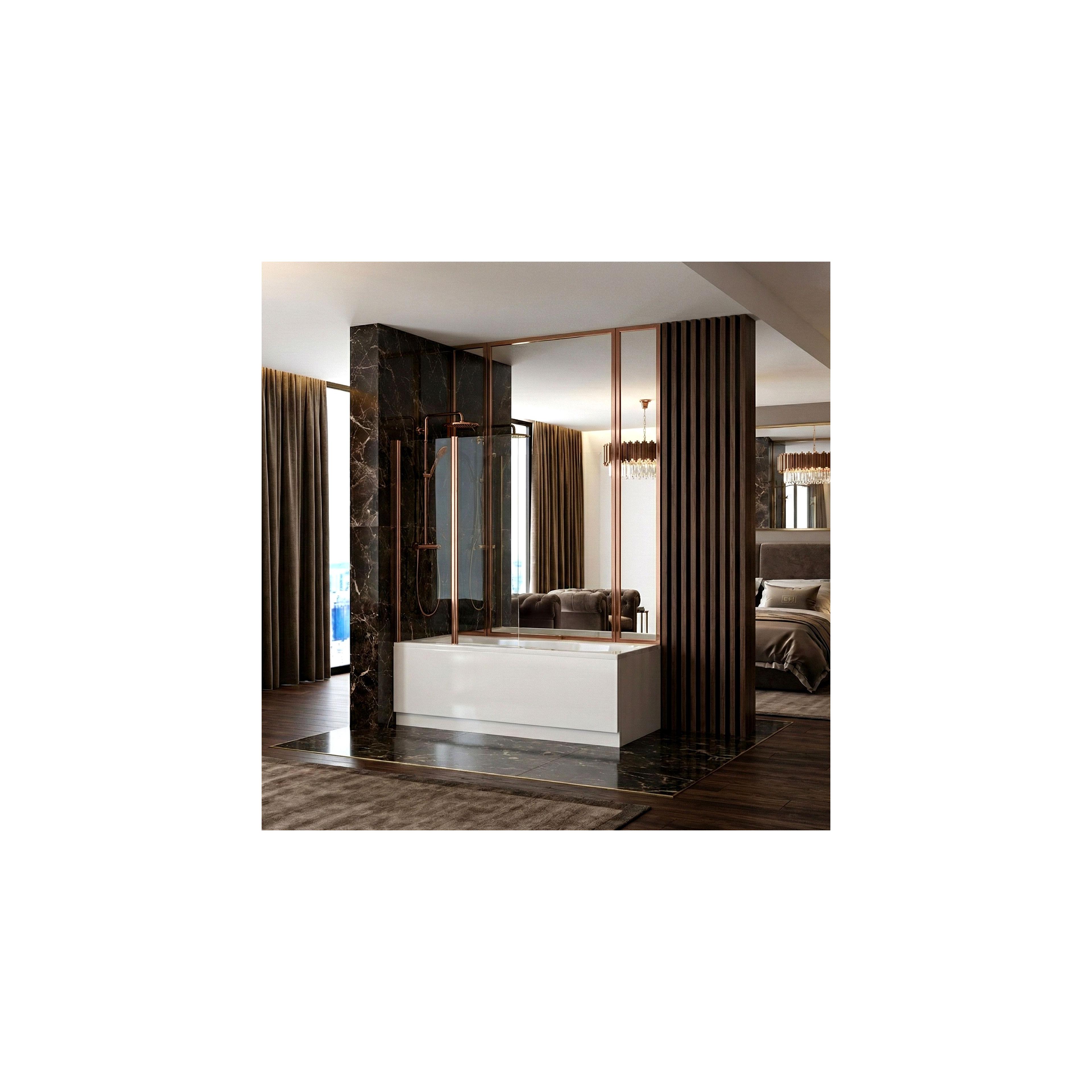 Pare-baignoire pliant Rea Agat-2 100 Brush Copper