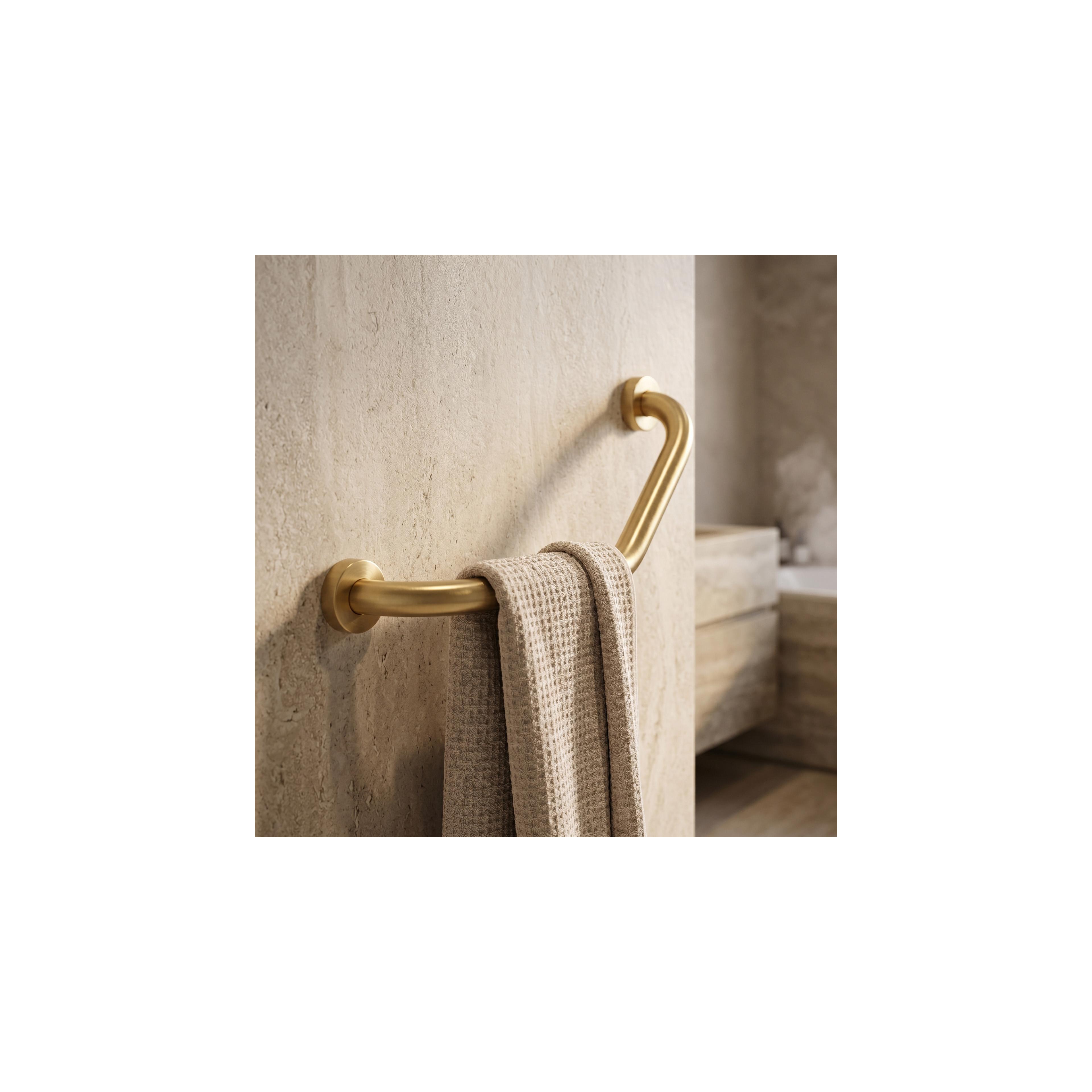 Angewinkelte Badezimmer-Haltestange BRUSH GOLD