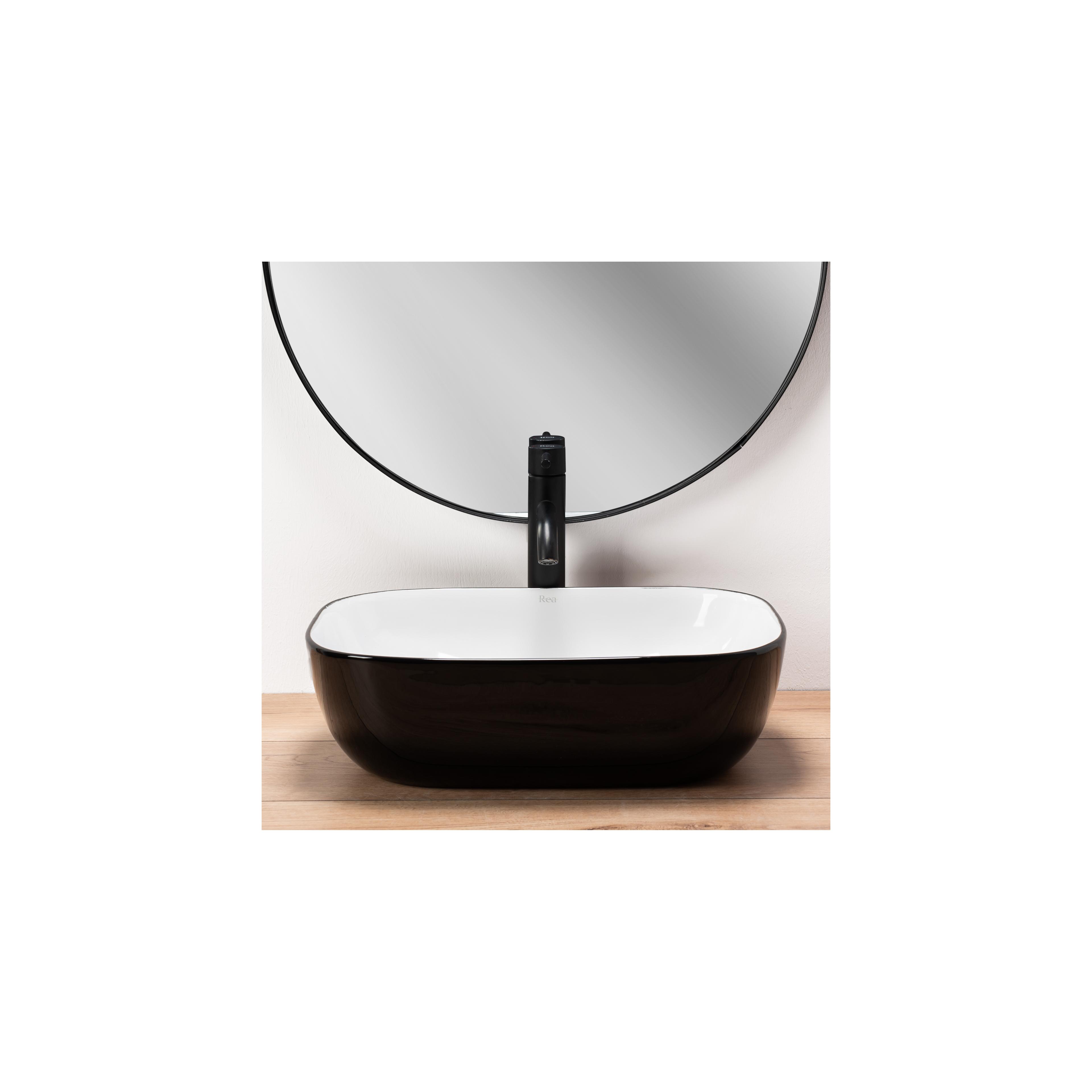Lavabo sobre encimera Rea Belinda White Black