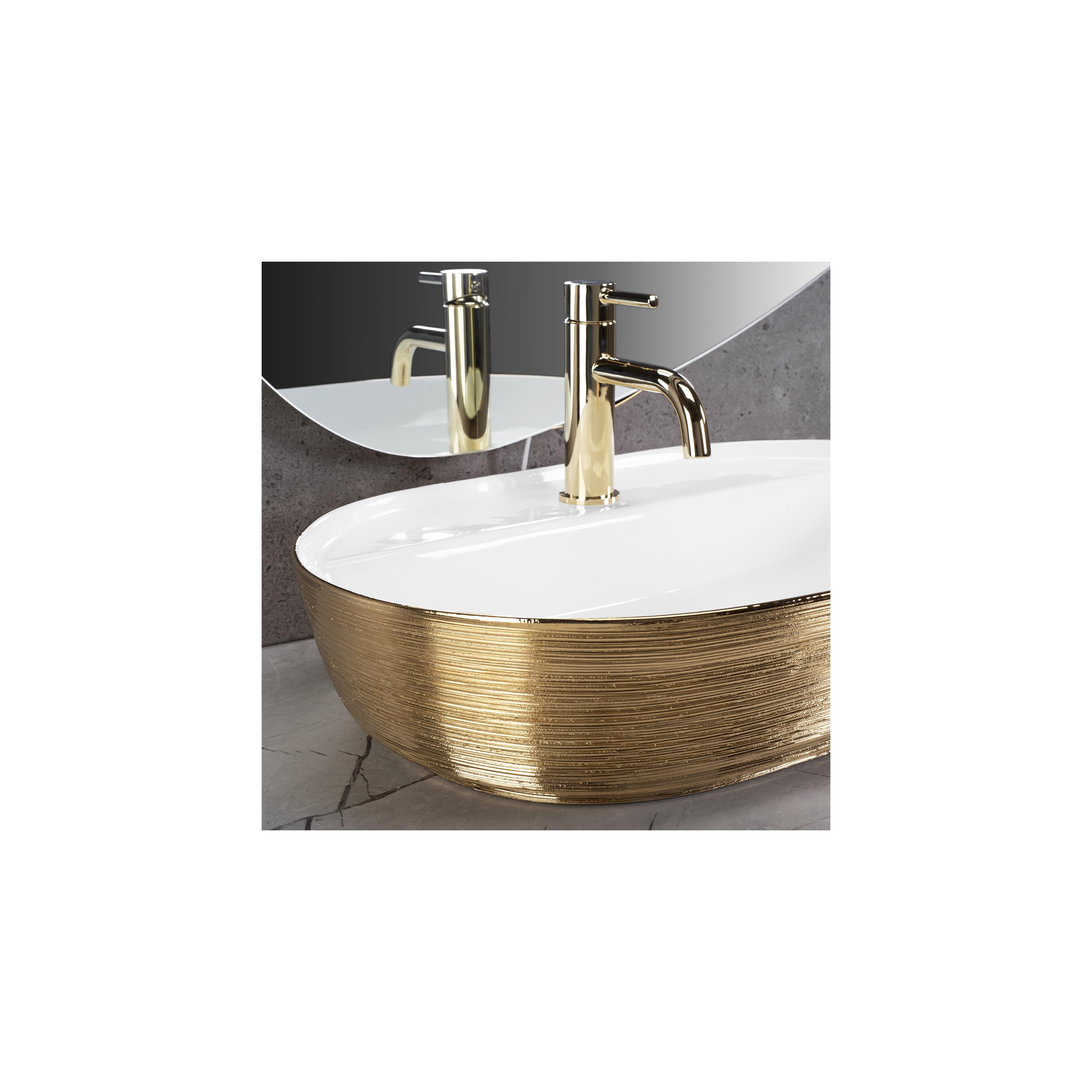 Lavabo da appoggio Rea Aura 61 White Gold Brush