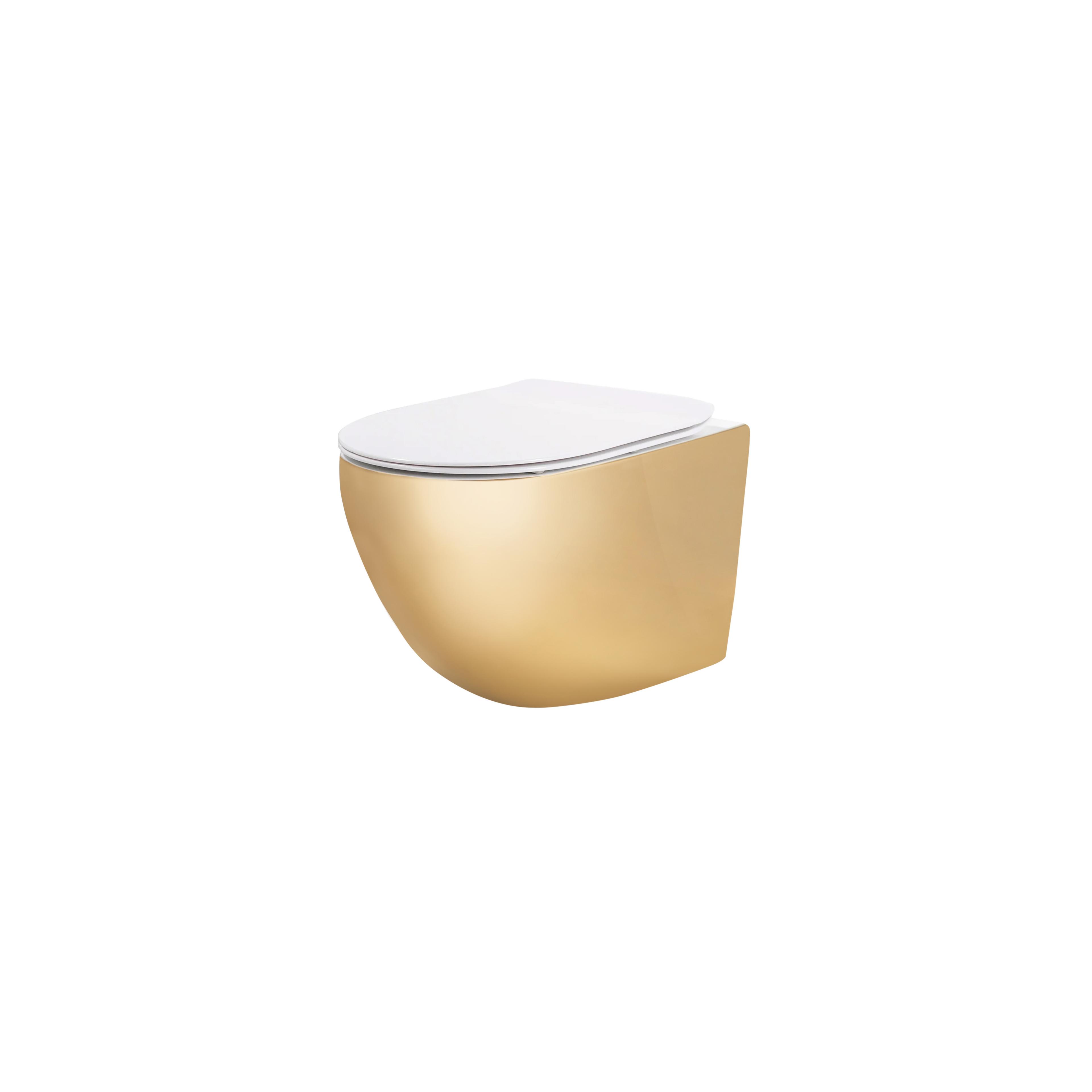 Függesztett WC-csésze rea Carlo Flat Mini Gold/White