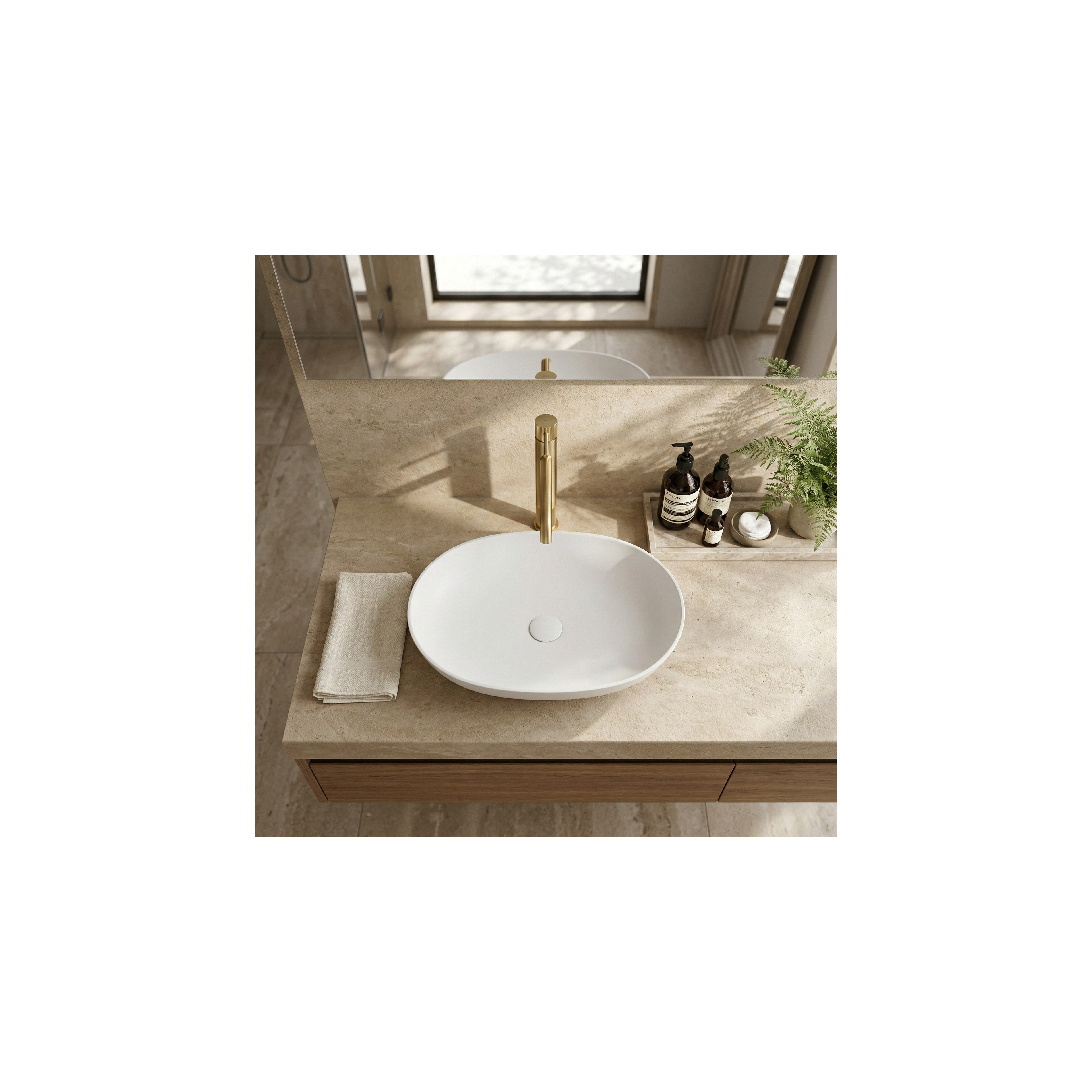Waschbeckenarmatur Rea Lungo Stripe Brush Gold