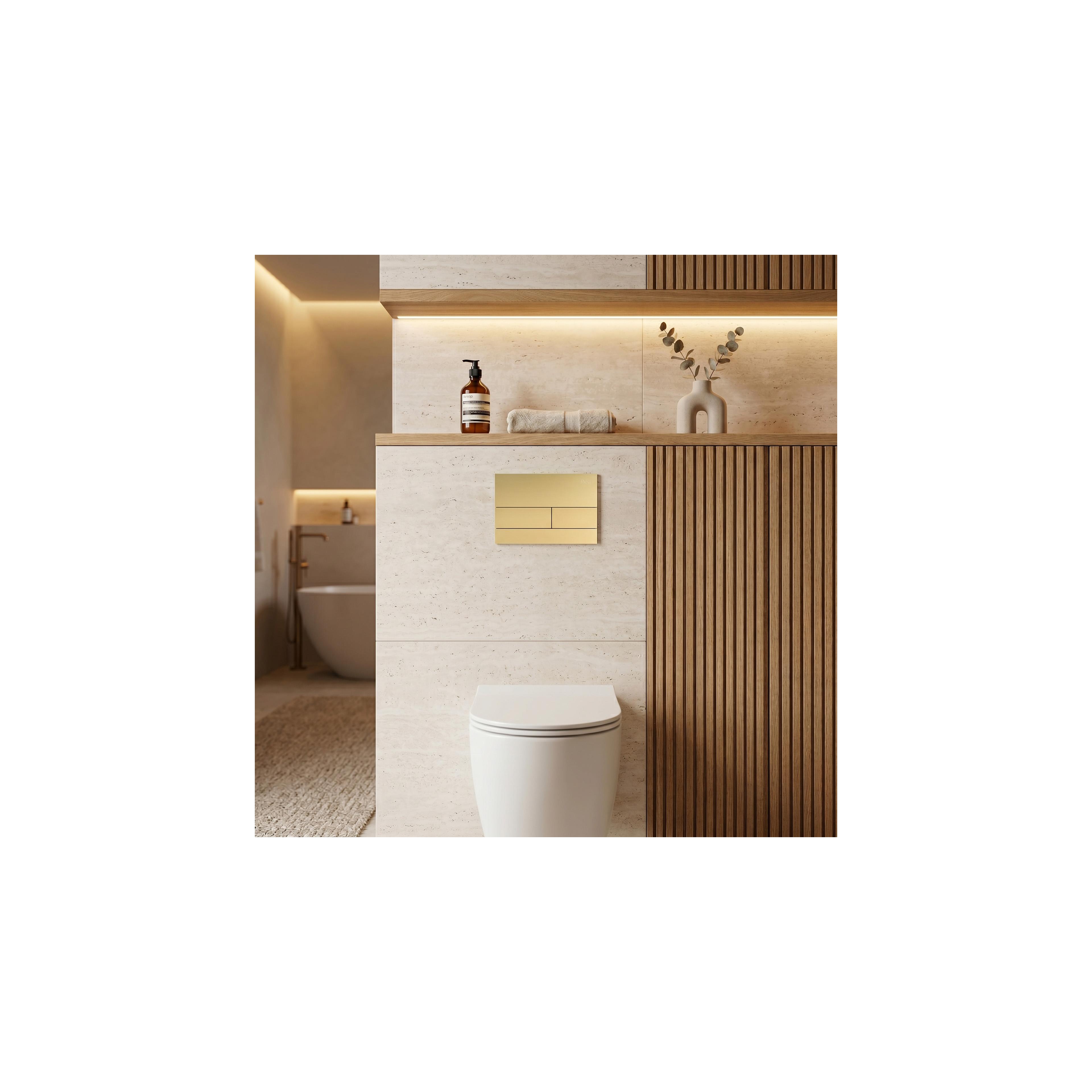 Gestell Unterputz-Set Slim 024N für WC-Becken mit T-Taste Gold Gebürstet