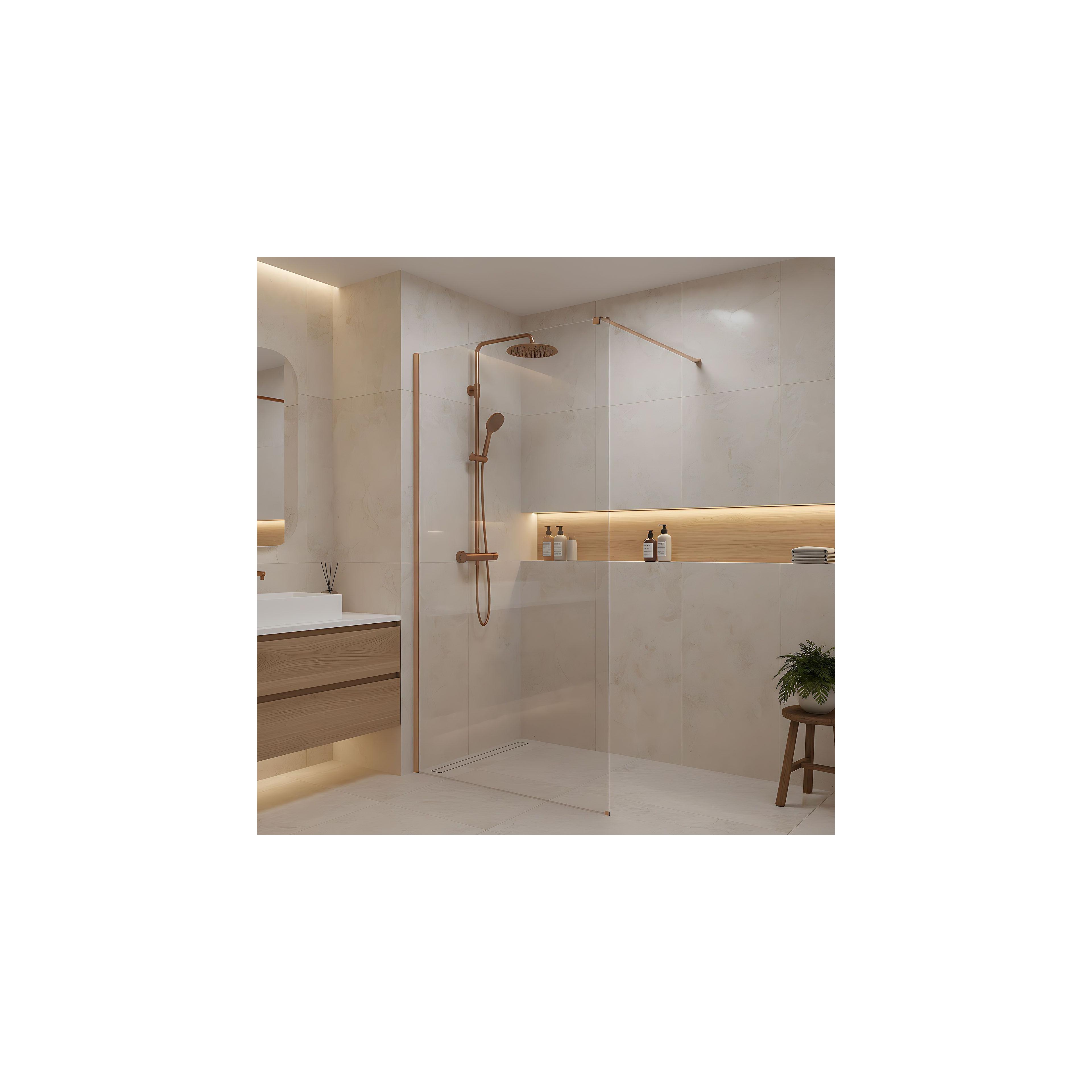 Duschwand Rea Flexi Transparent / Brush Copper 120