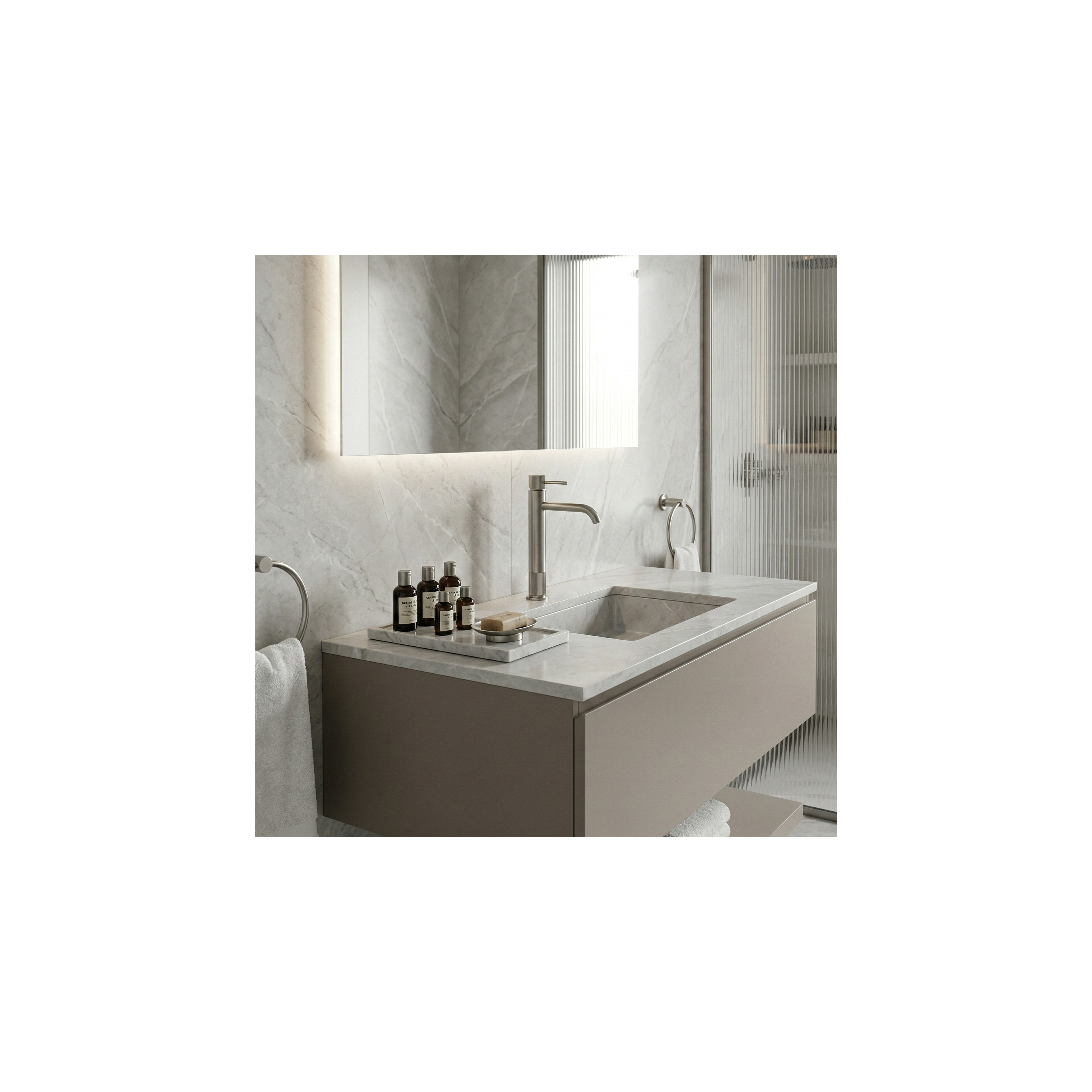 Waschbeckenarmatur Rea Lungo Stripe Brush Nickel