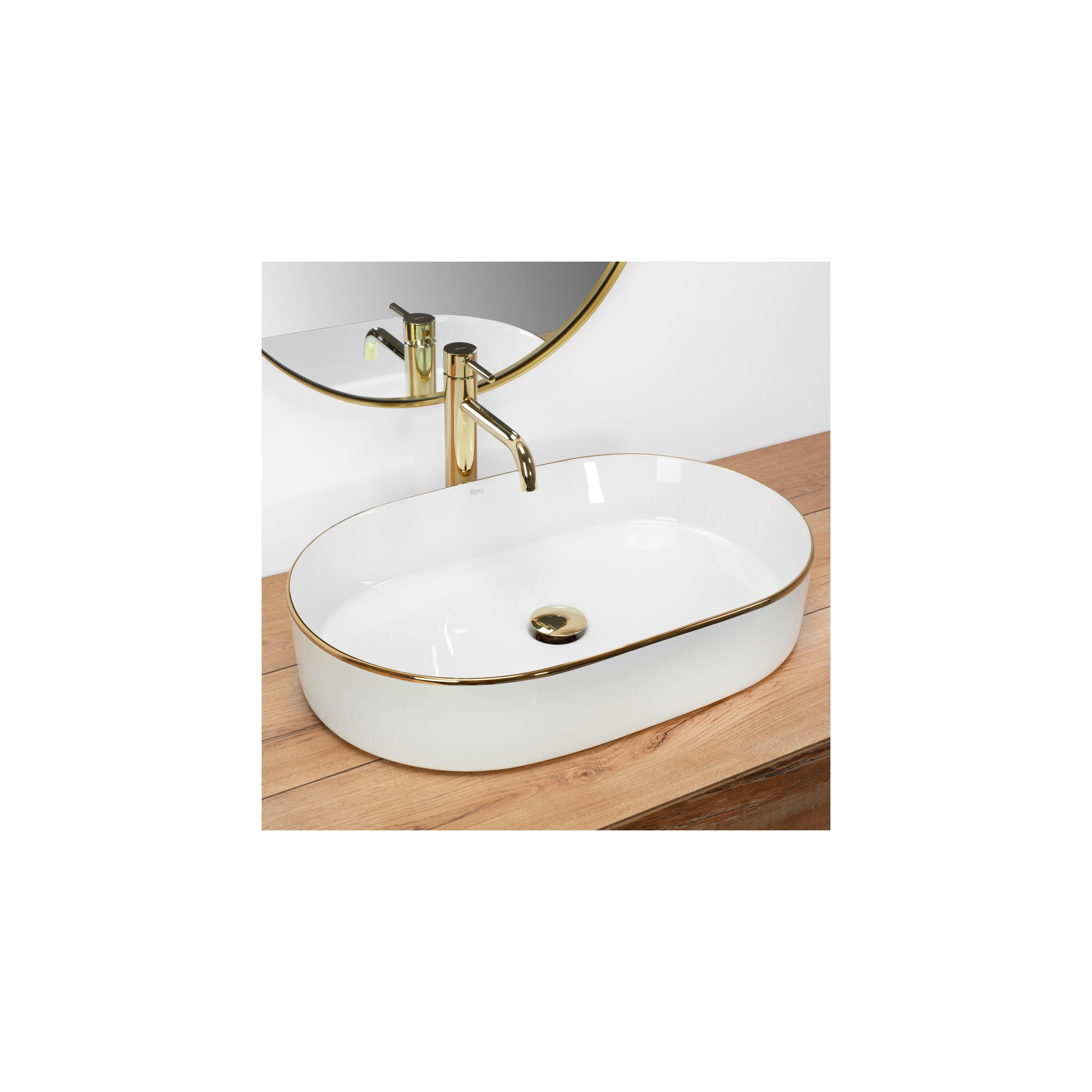 Aufsatzwaschbecken Rea Nadia white Gold edge