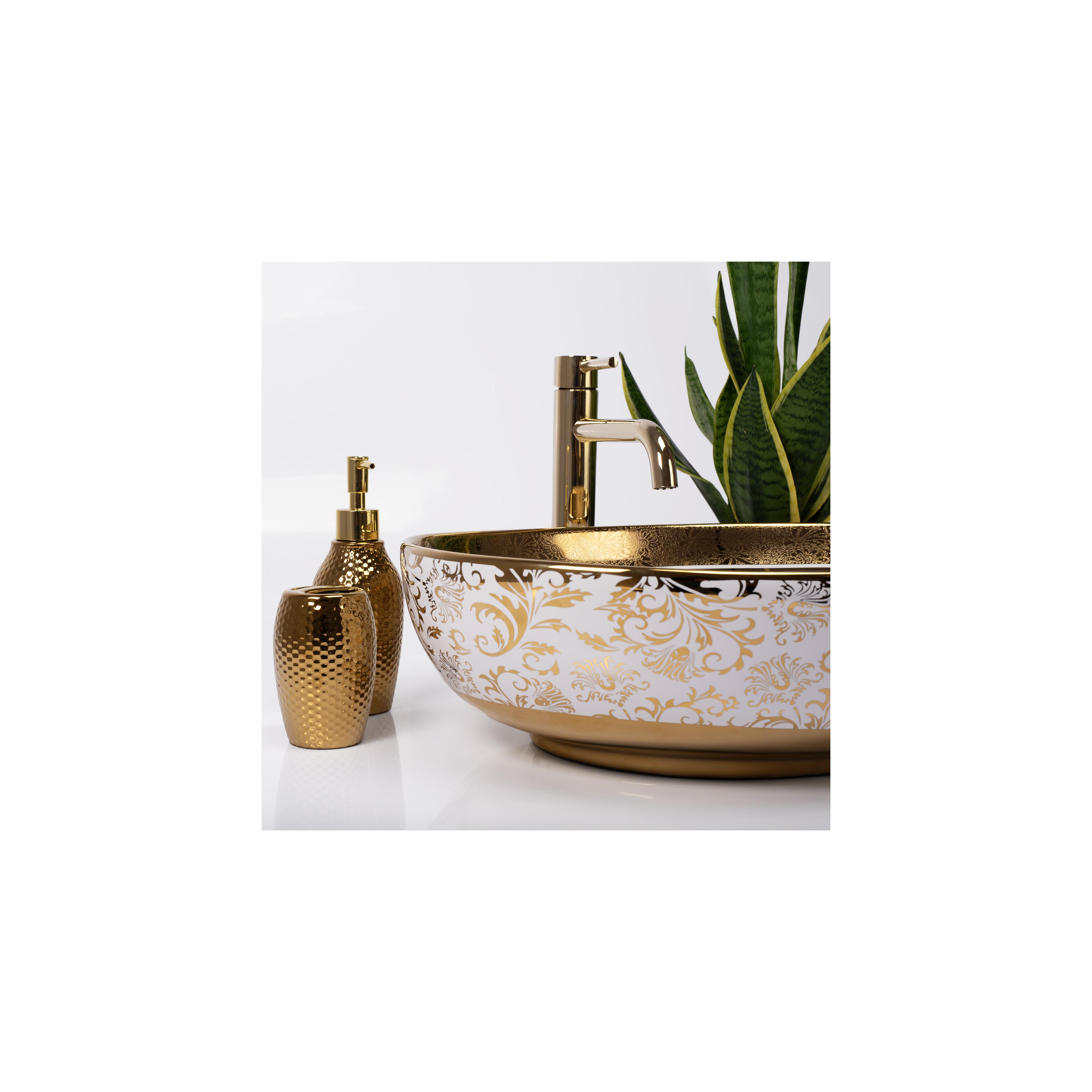 Aufsatzwaschbecken Rea Margot White/Gold