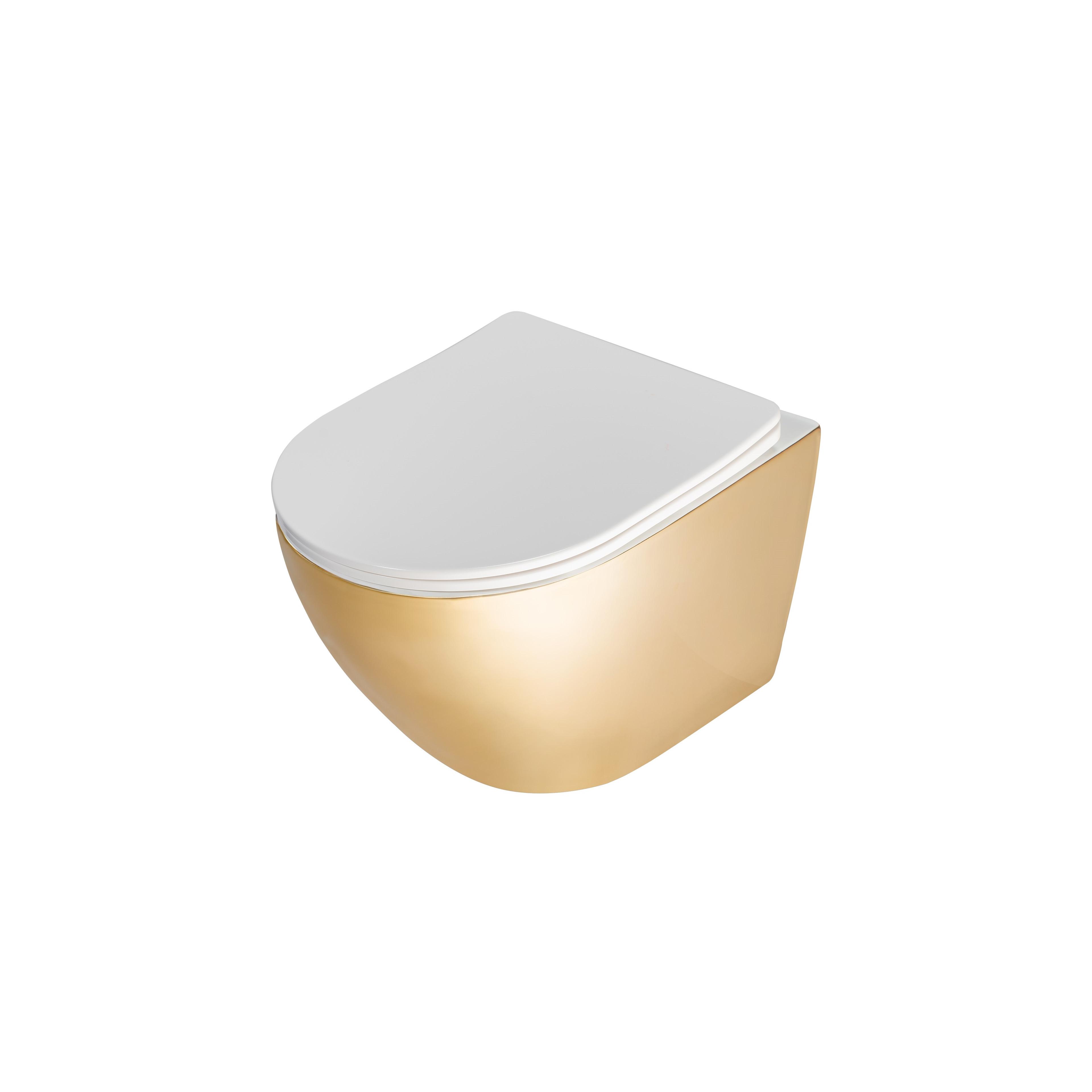 Függesztett WC-csésze rea Carlo Flat Mini Gold/White