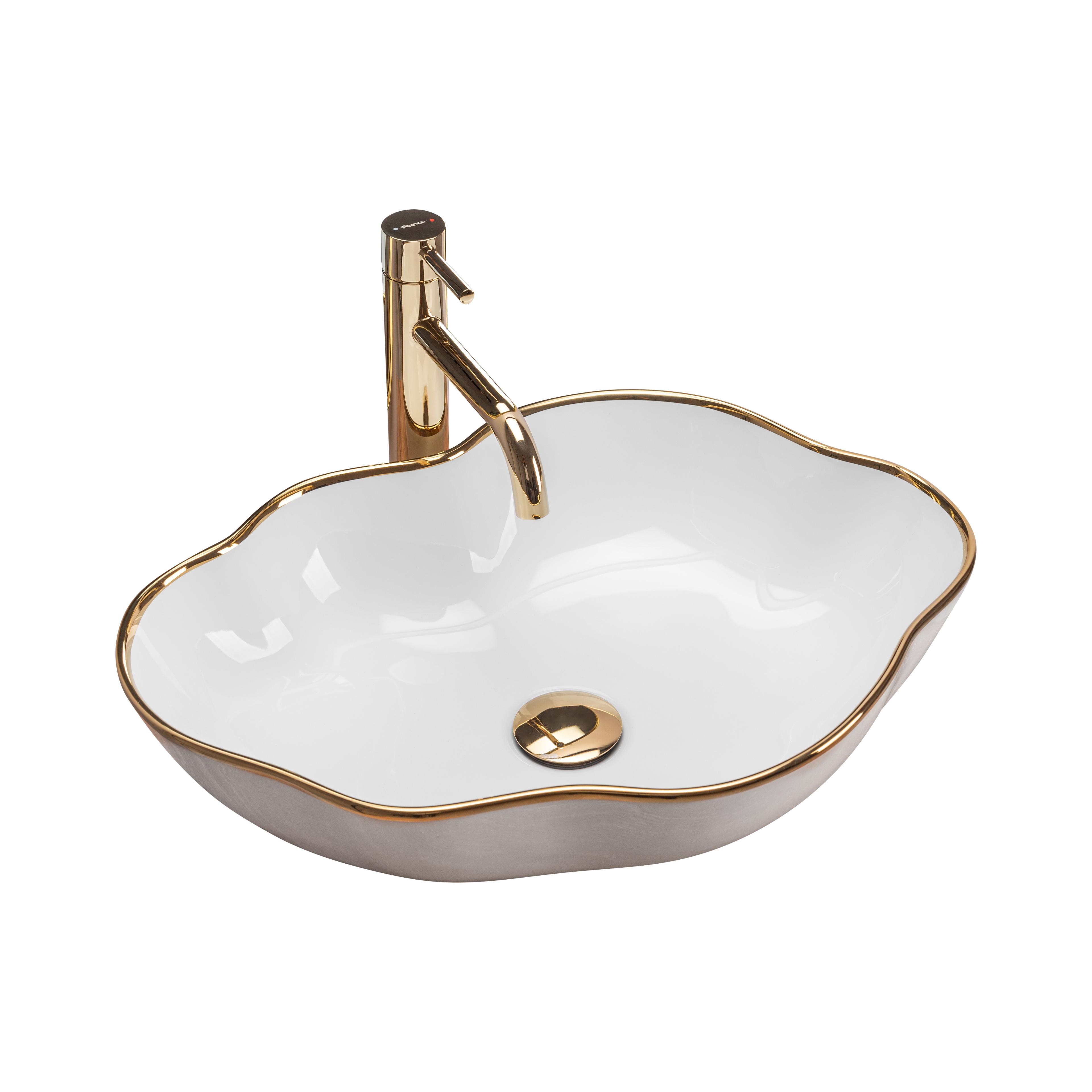 Countertop washbasin Rea Pearl Gold Edge