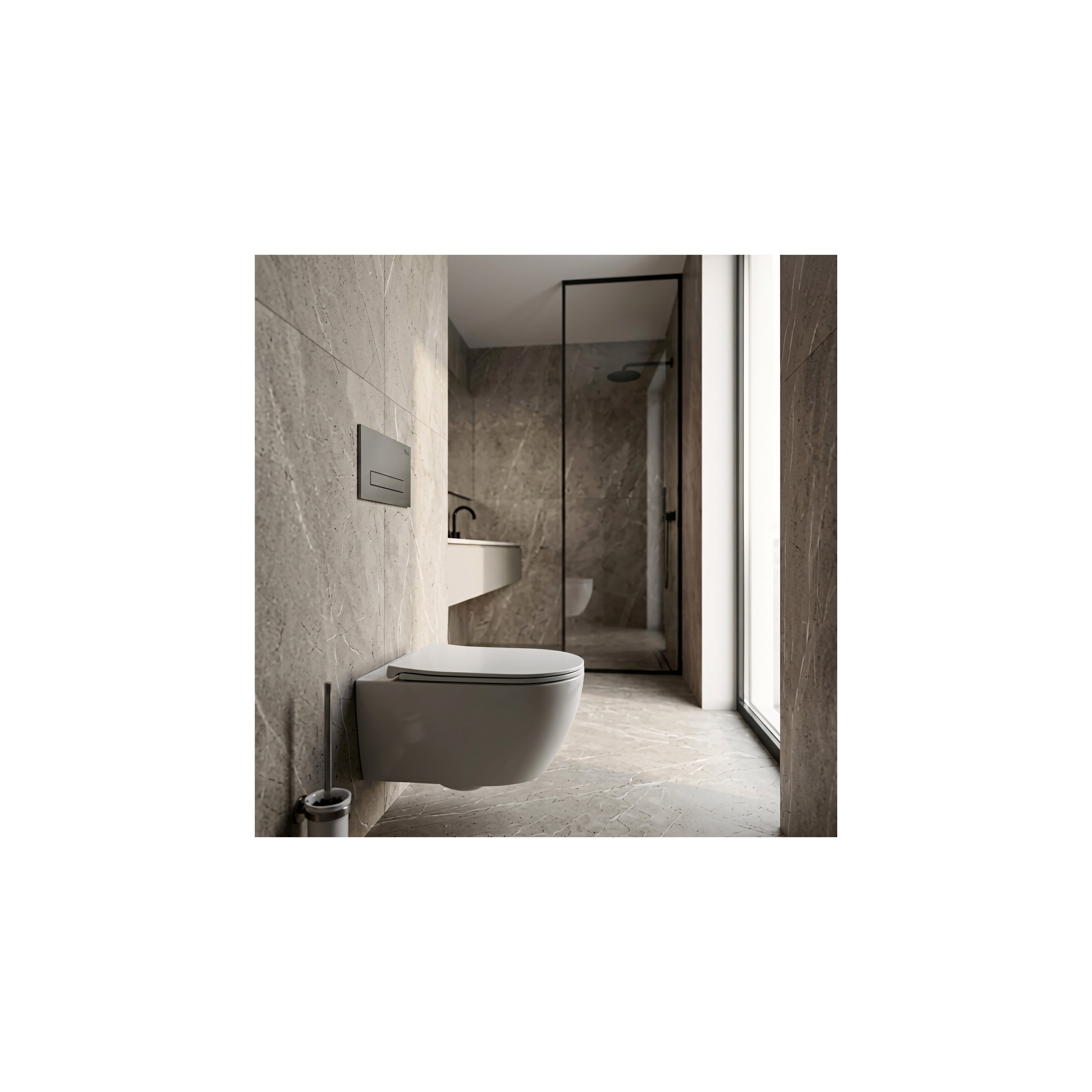 Montagerahmen Unterputz-Set Slim 024N für WC-Becken mit Drucktaste HD Tytan