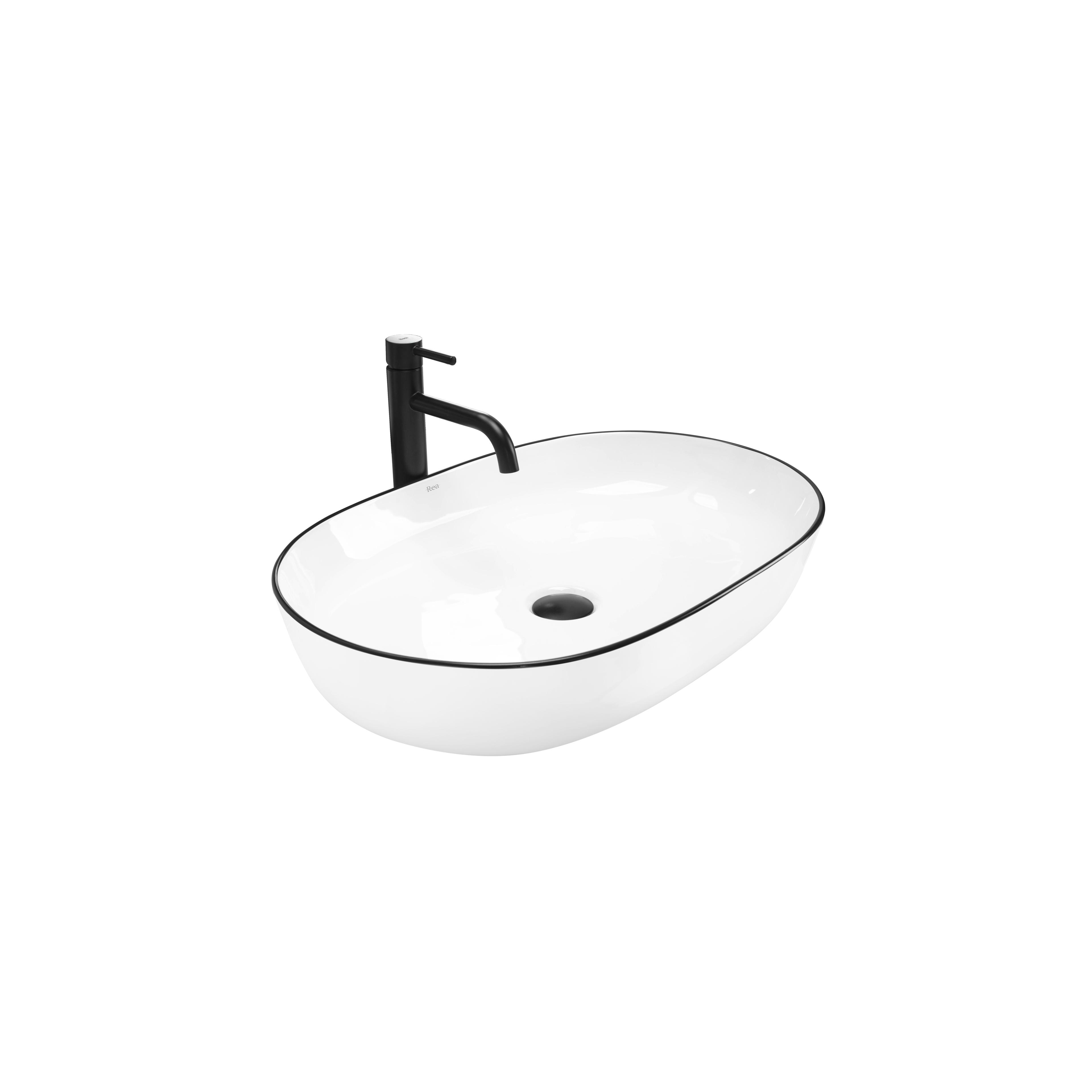 Aufsatzwaschbecken Rea CLEO white Black edge