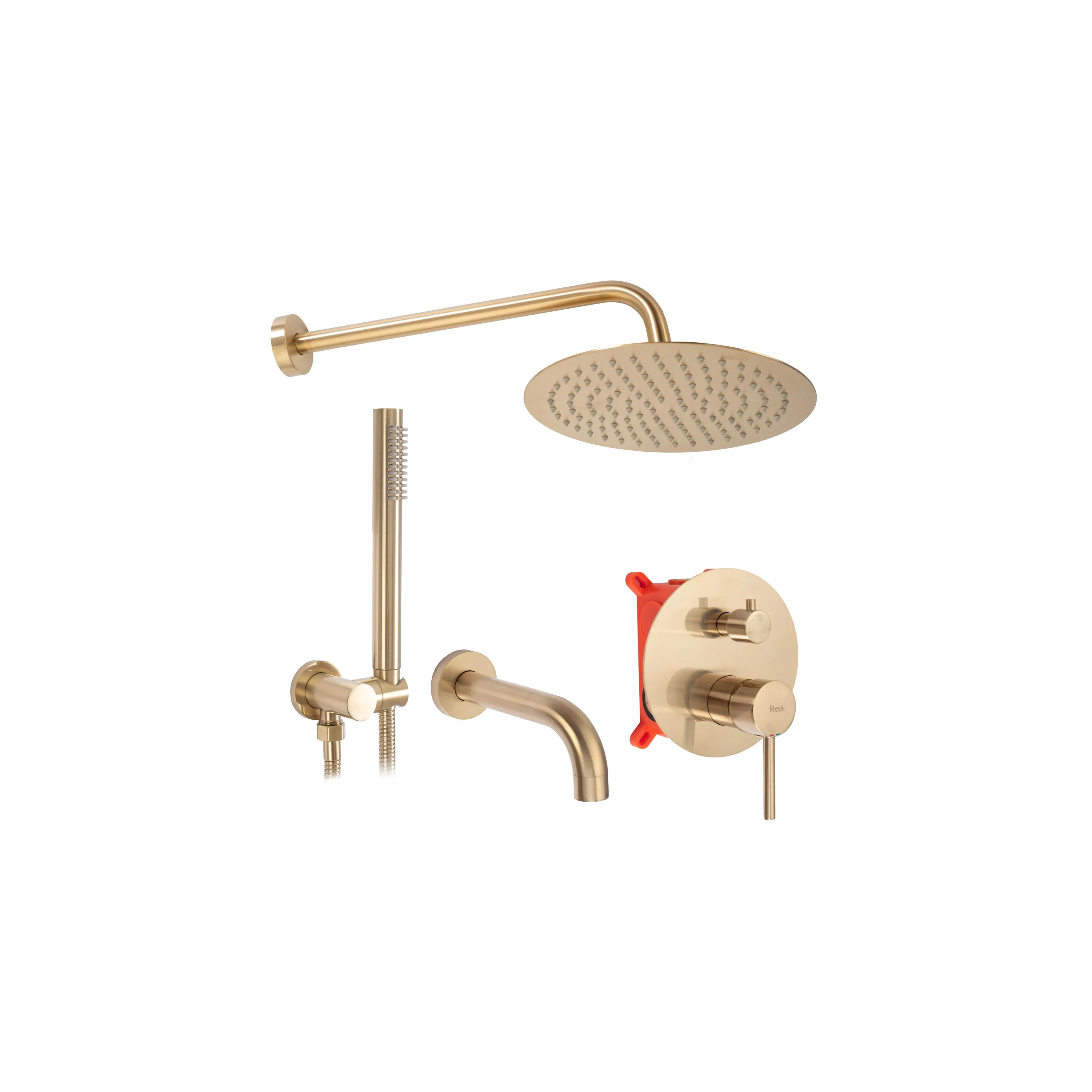 Unterputz Wannen-/Duschset Lungo Brush Gold  + BOX